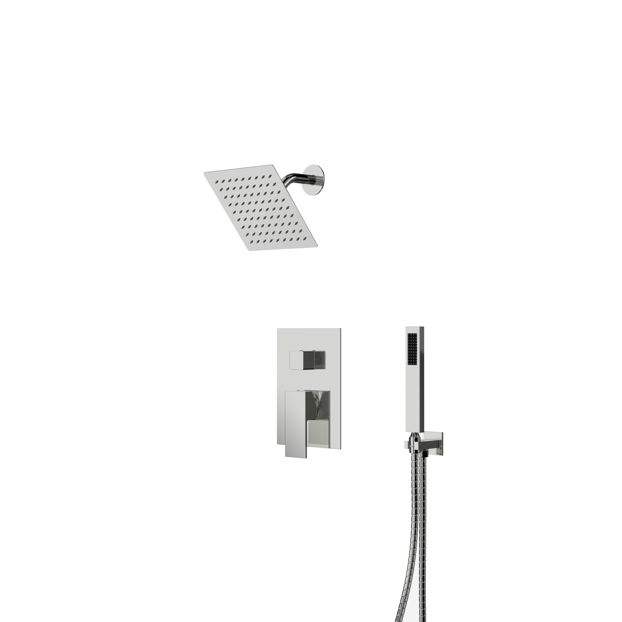 CRANACH C04.CR01.CP Pressure Balance Two-Function Shower System with 8-inch Rain Shower Head and Hand Shower (Valve Included)