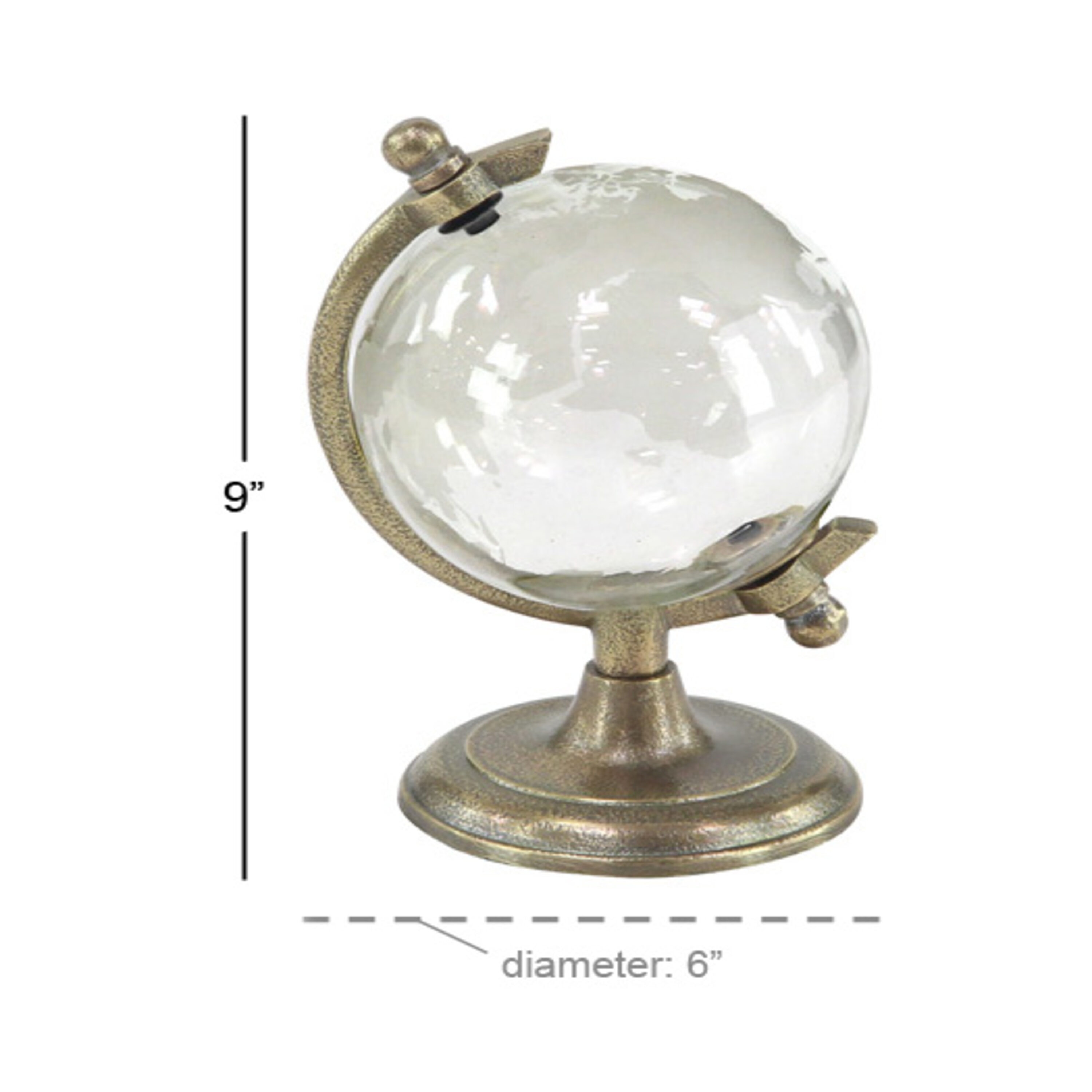 Bronze Solid Round 6" x 9" Contemporary Globe with Tiered Base