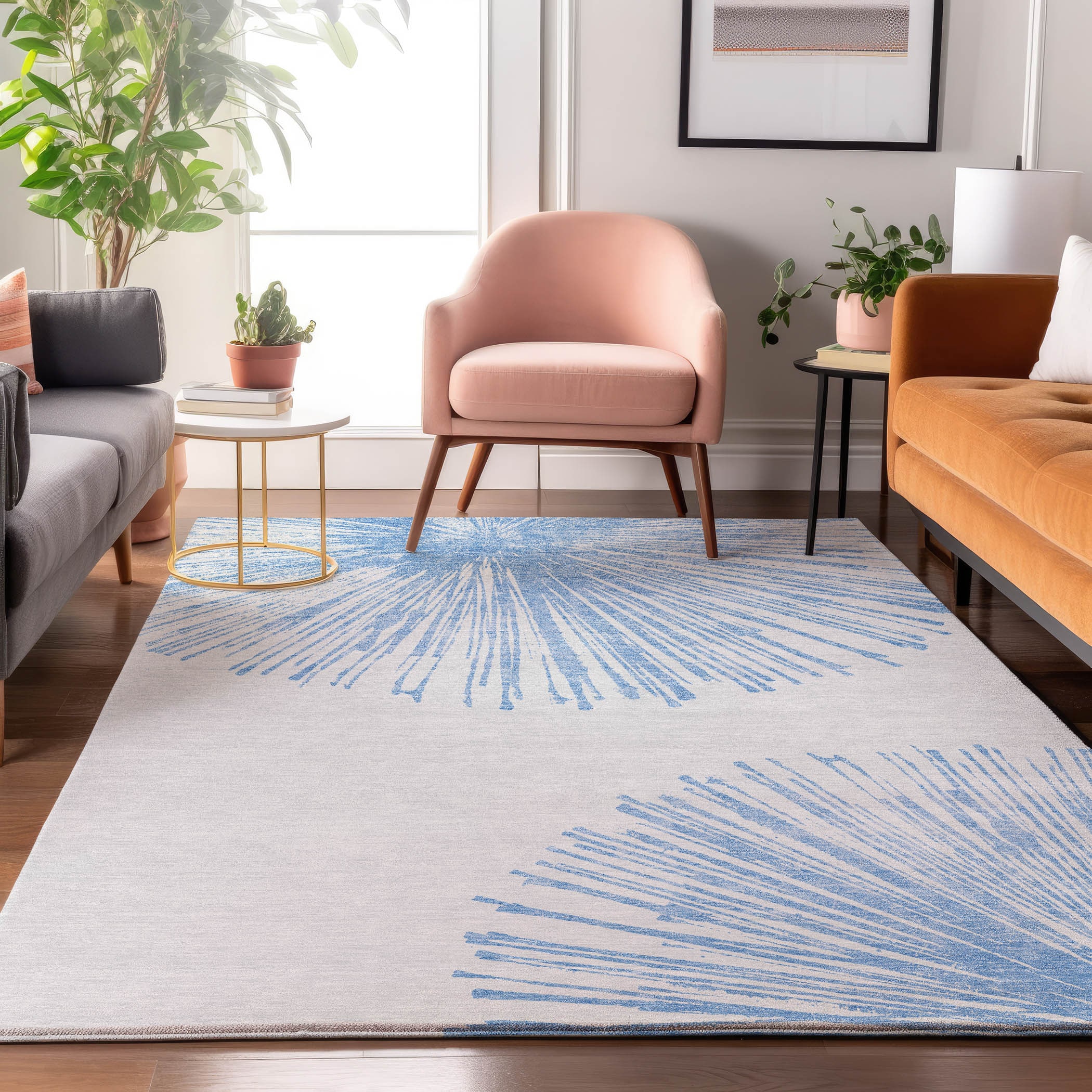 Addison Rugs AMF642DN8X10 Mayfield AMF642DN 8 x 10 (ft) Loomed Polyester Denim Rectangular Indoor Geometric Machine washable Area rug