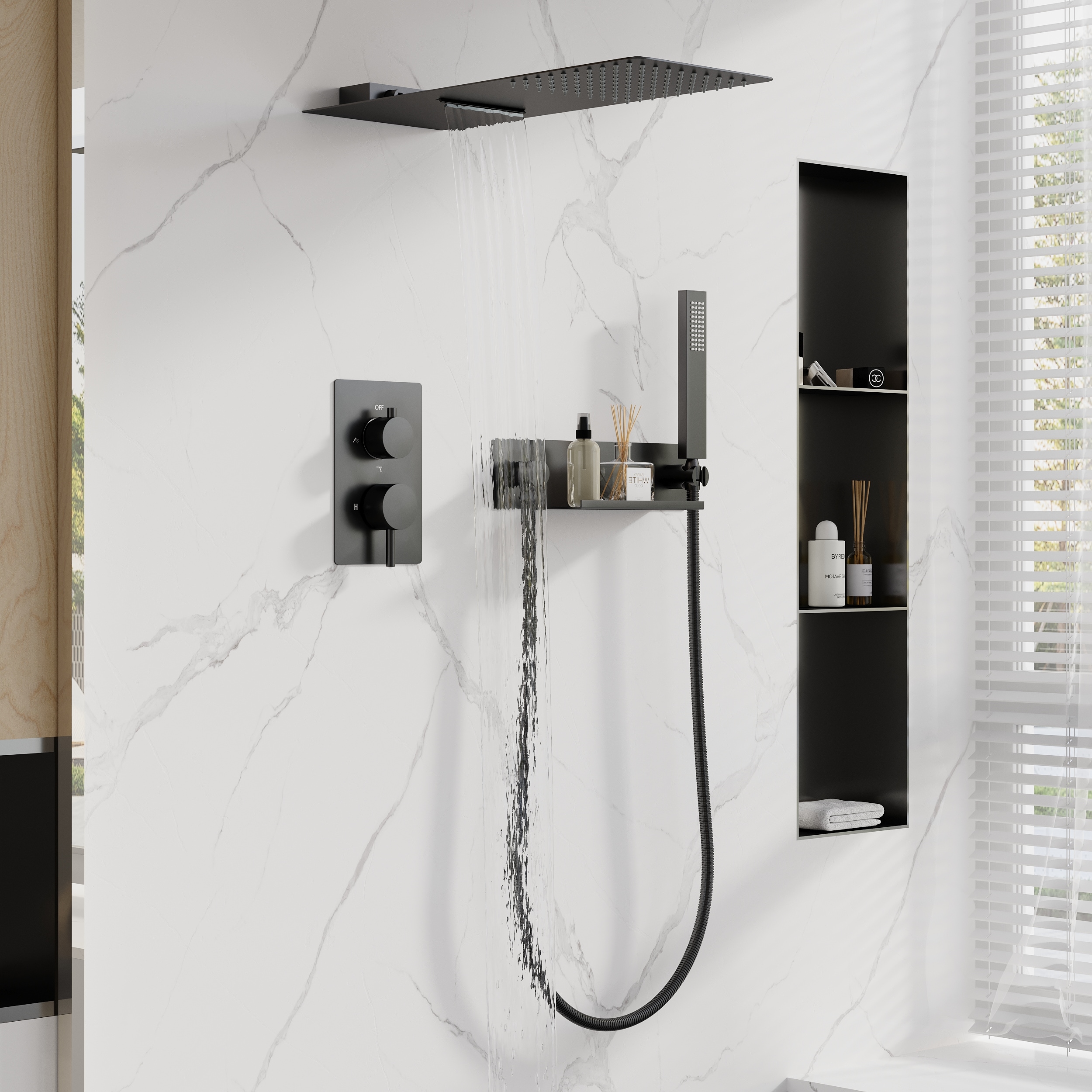 WELLFOR SPA-88018B-10 Showerhead-Bar-Panels - View #2