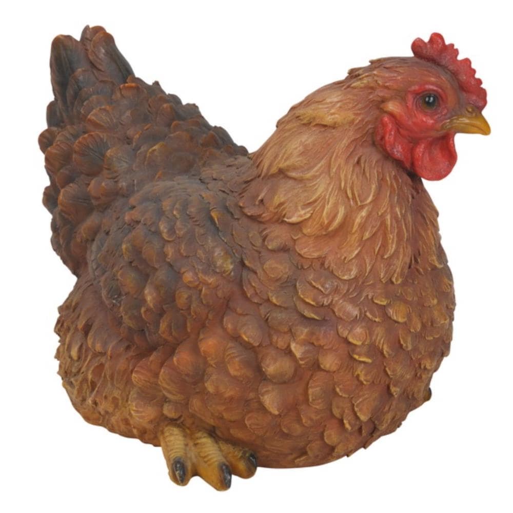 Life-Like Brown Polyresin Squatting Hen Garden Statue