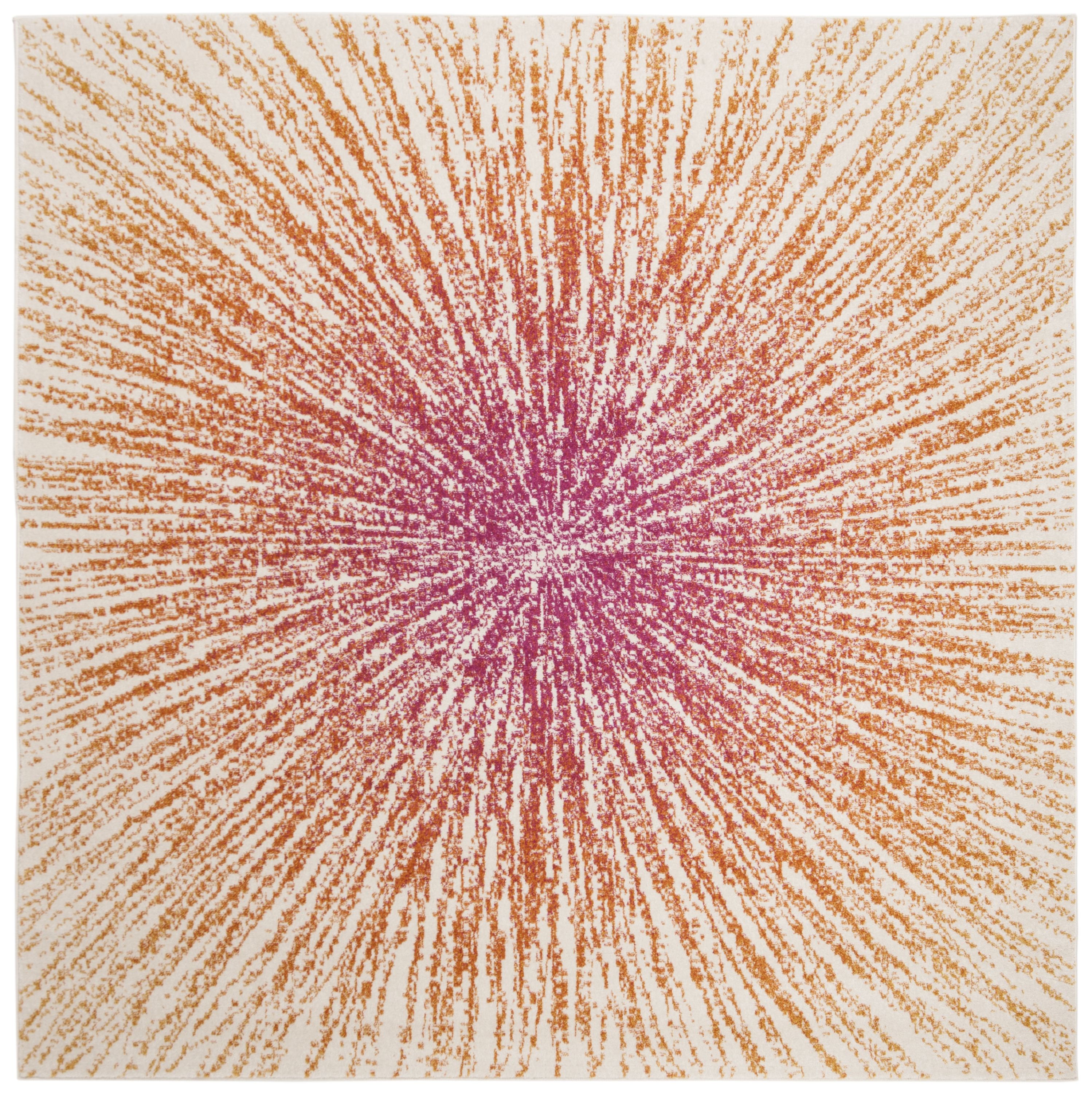 Safavieh EVK228R-7SQ Evoke Jude 7 x 7 (ft) Loomed Synthetic Fuchsia/Cream Square Indoor Abstract Bohemian/Eclectic Area rug