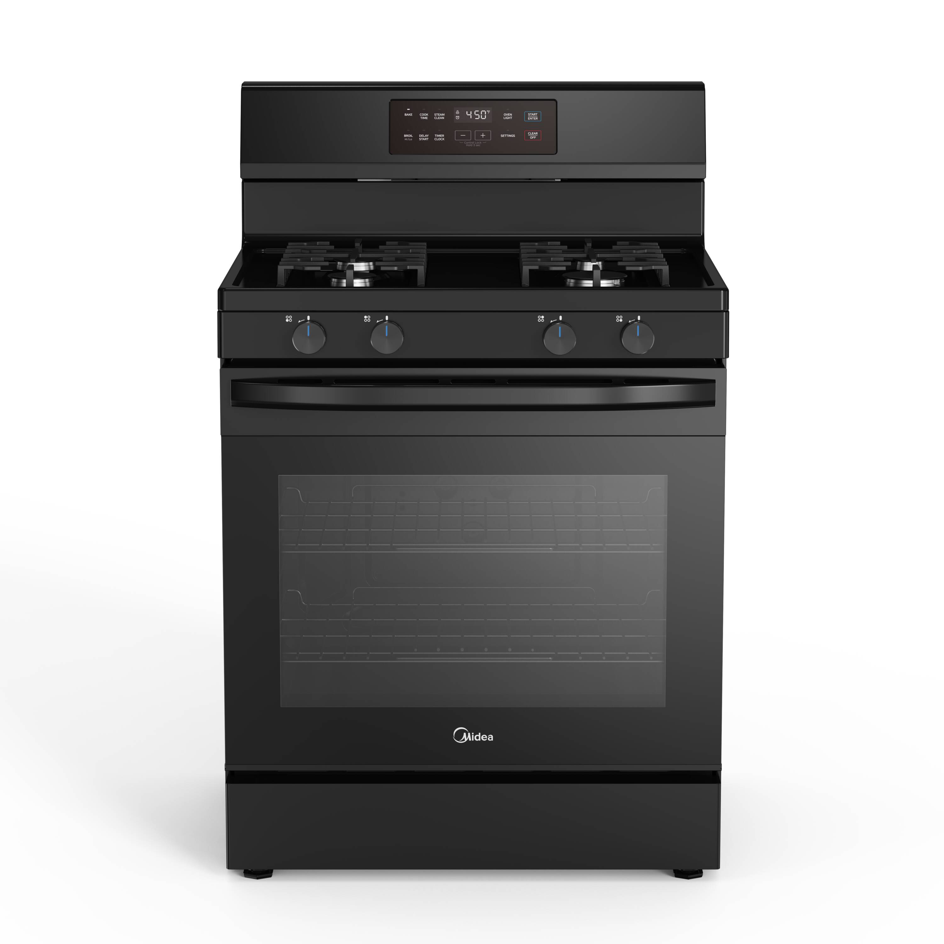 Midea MGR30S2ABB 30-in 4 burners 6.1-cu ft Freestanding Natural Gas Range ( Black )