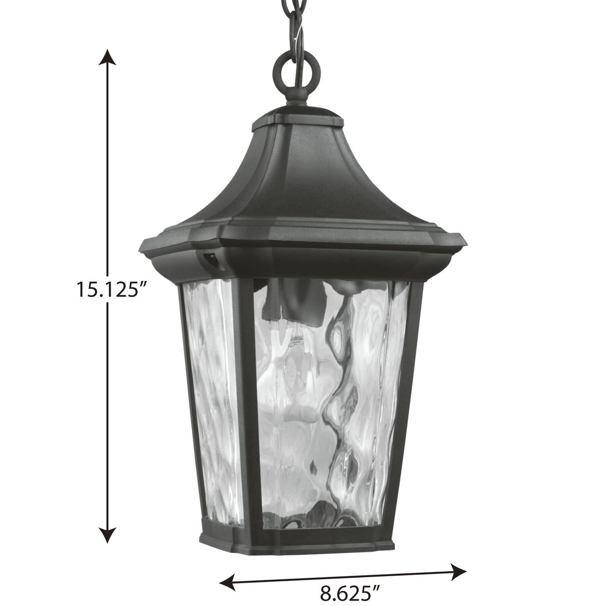 Black Glass Hanging Lantern with Water Glass Shade