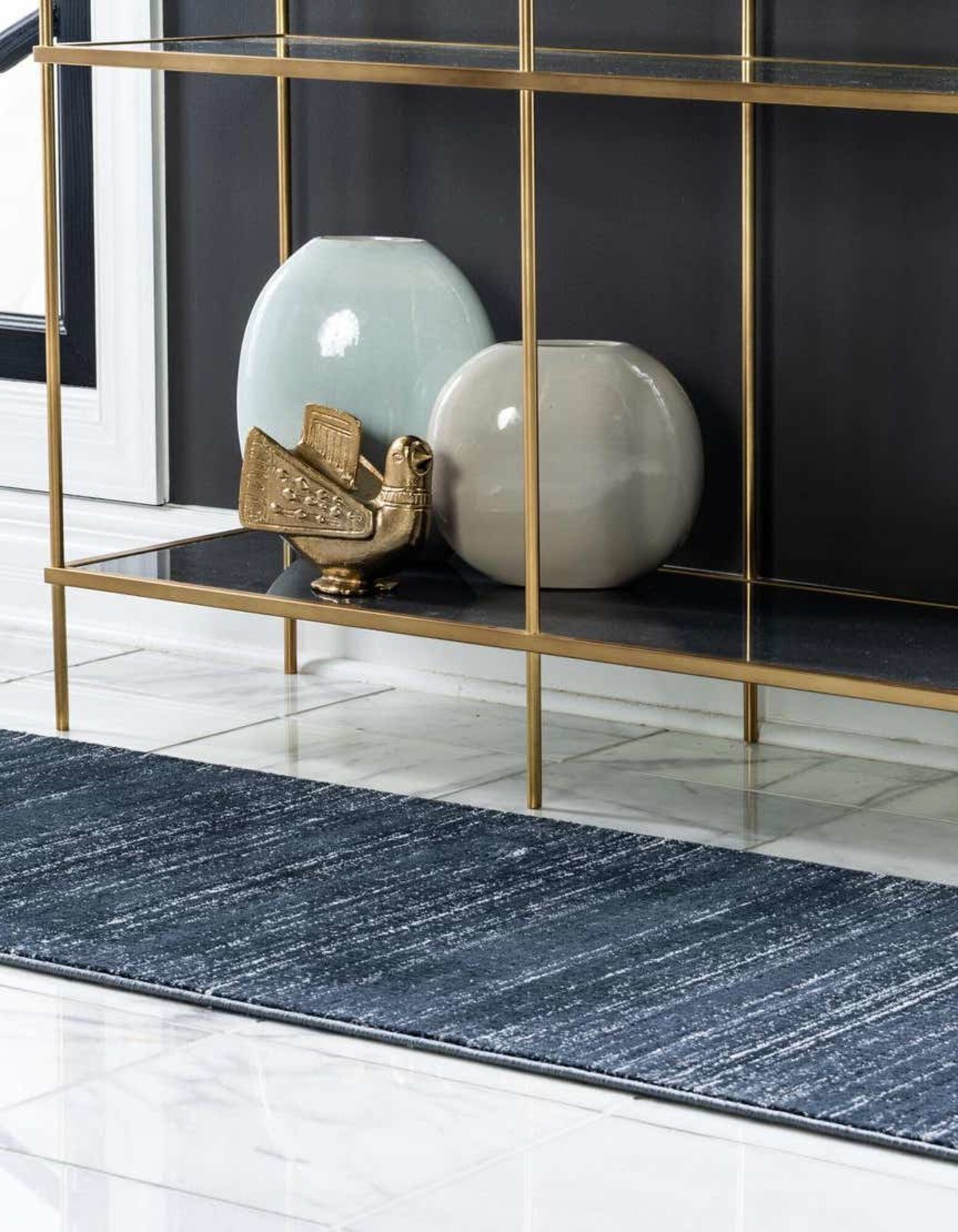 Unique Loom 3186754 Jill Zarin Uptown 3 x 14 (ft) Loomed Polypropylene Navy Blue Rectangular Indoor Solid Coastal Runner
