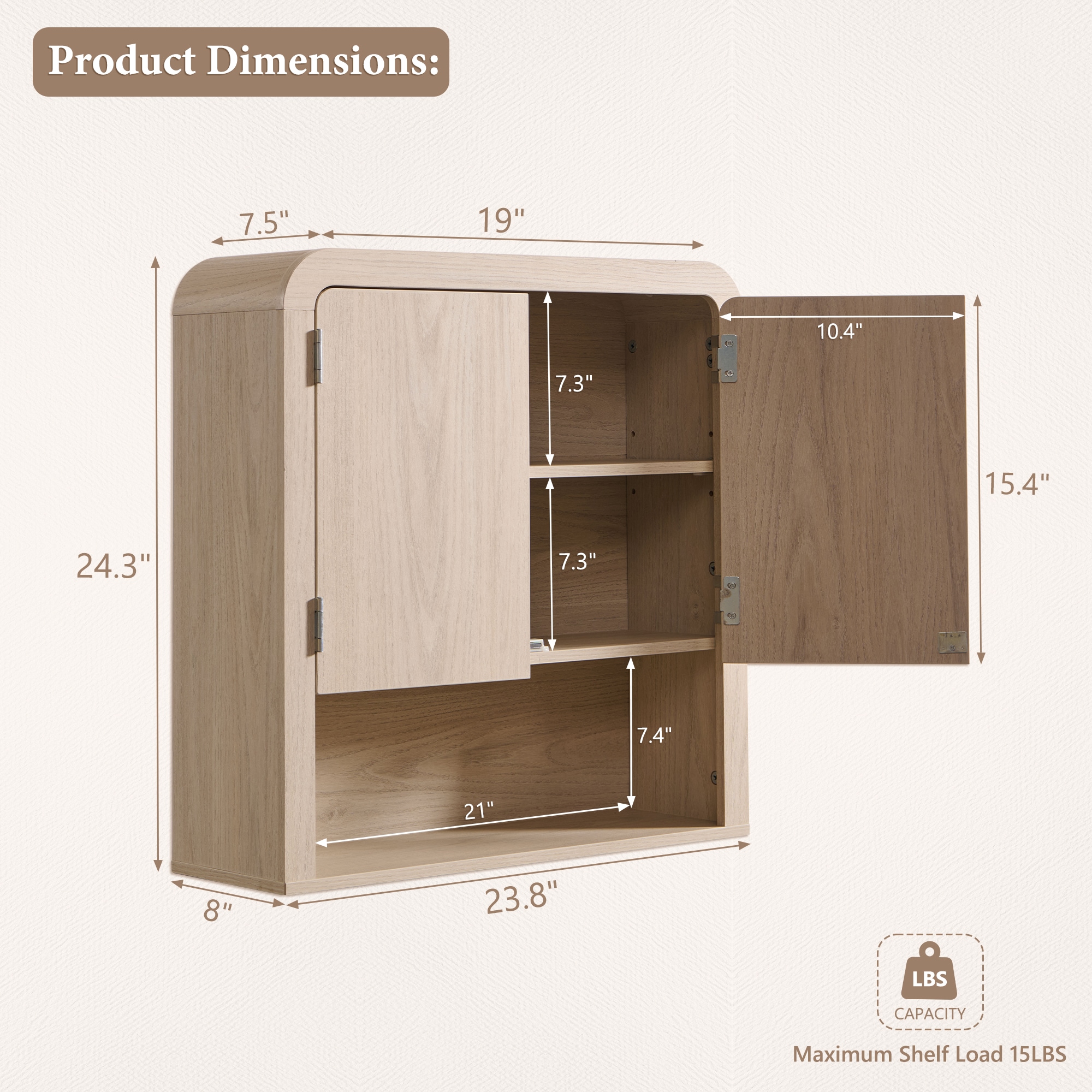OKD LD60011-CM-LS Bathroom-Wall-Cabinets - View #2