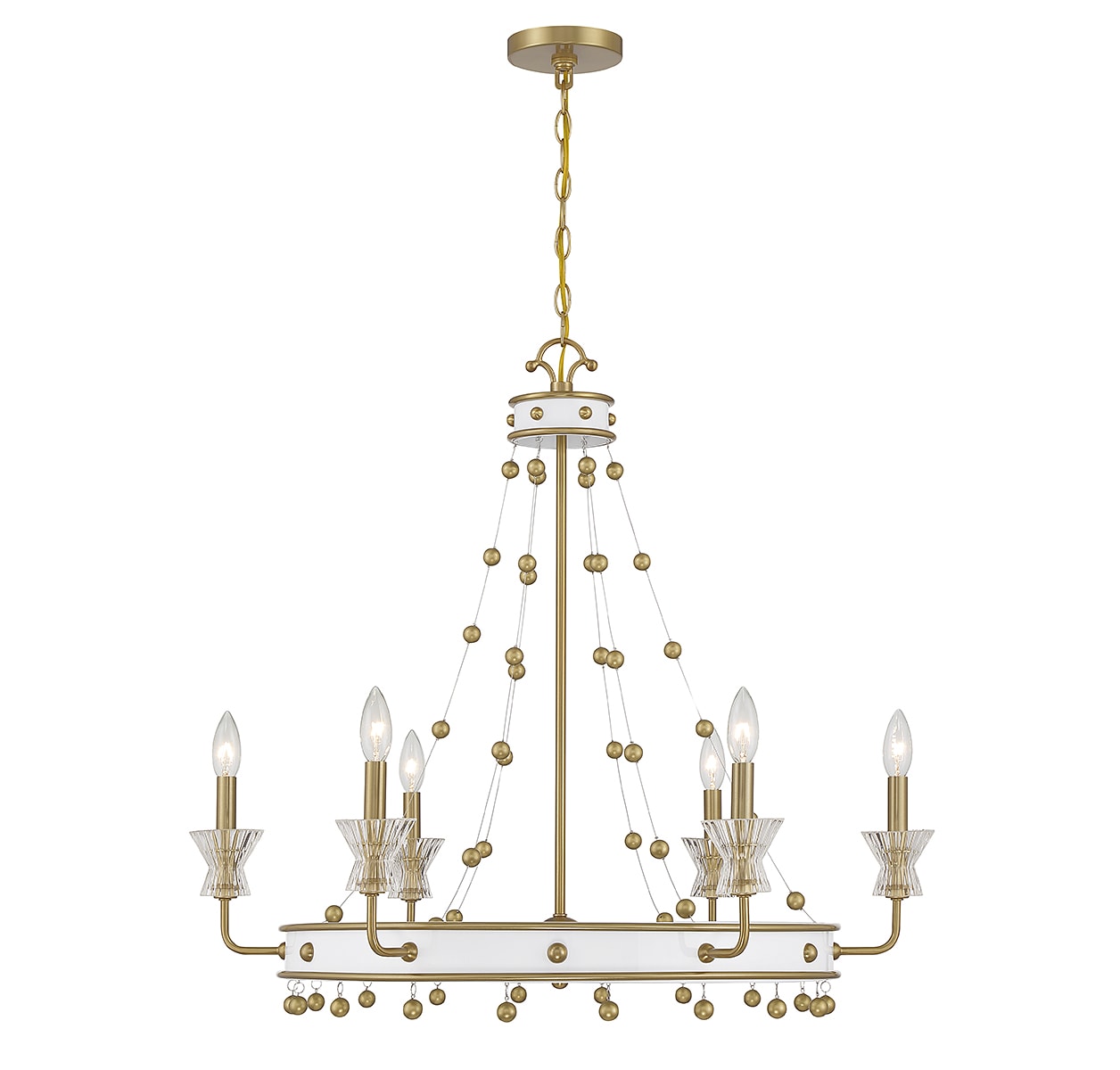 Savoy House 1-3804-6-142 Iris 6 -Light Multiple finishes White Vintage For Use in Bedrooms, Dining Rooms, Foyers, Kitchens, Living Rooms Chandelier