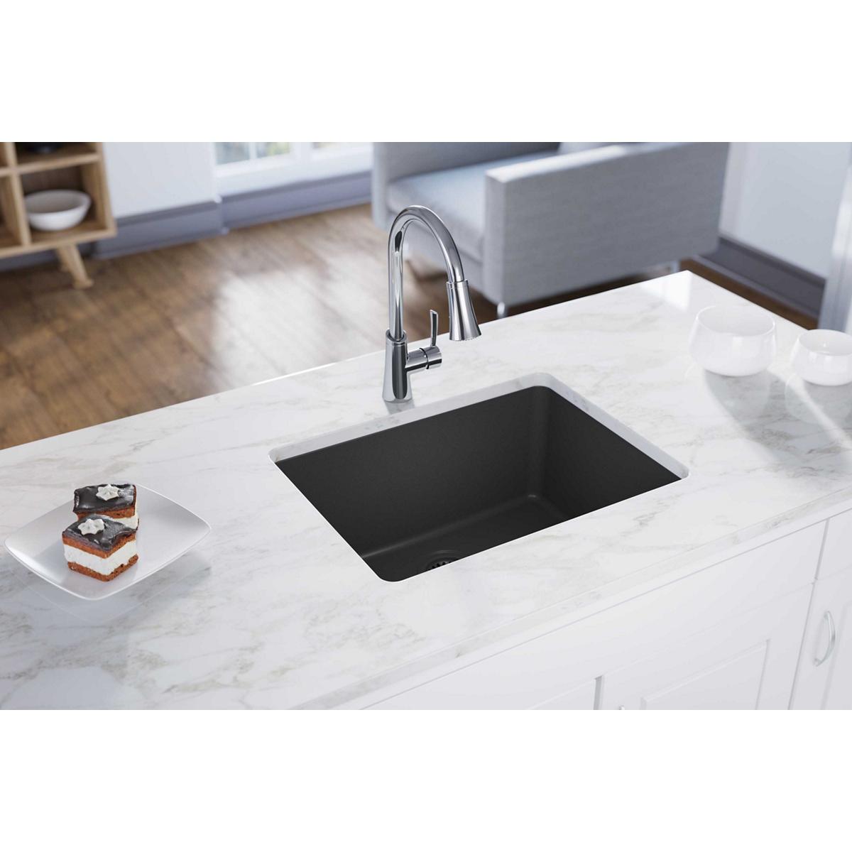 Elkay ELGU2522GY0 Quartz Classic Undermount 24.596-in x 18.524-in Quartz Single bowl Kitchen Sink