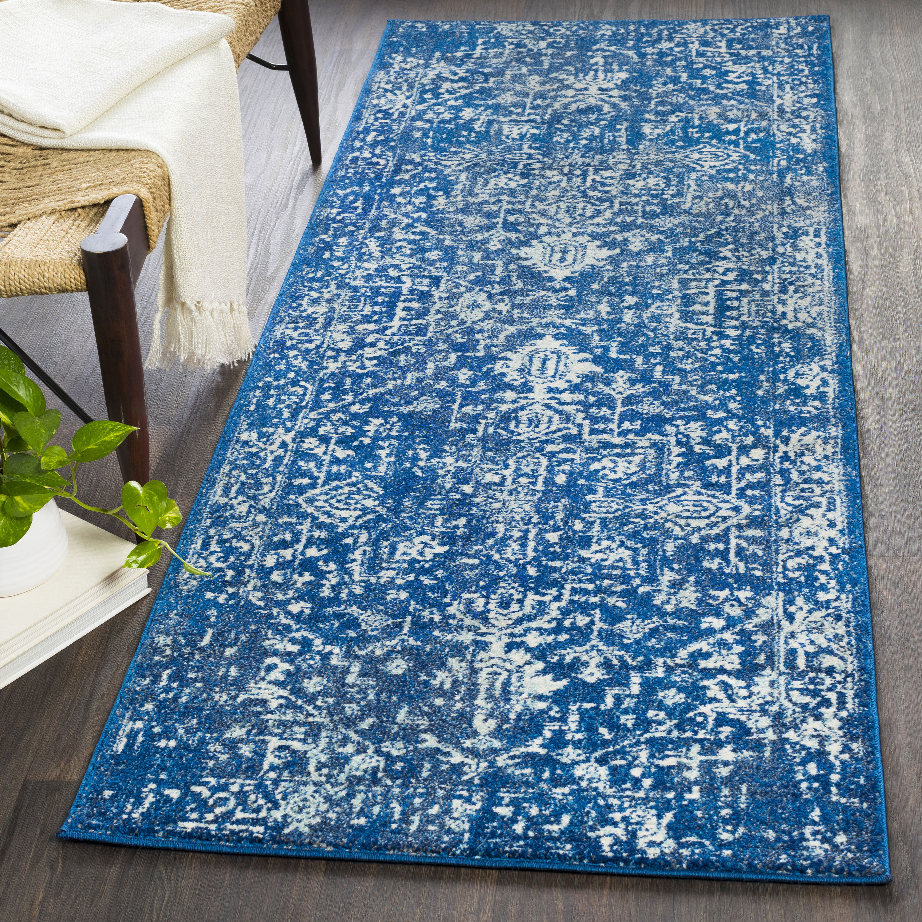 Livabliss HAP1022-2773 Harput 2 x 8 (ft) Polypropylene Navy Rectangular Indoor Medallion Oriental Runner rug