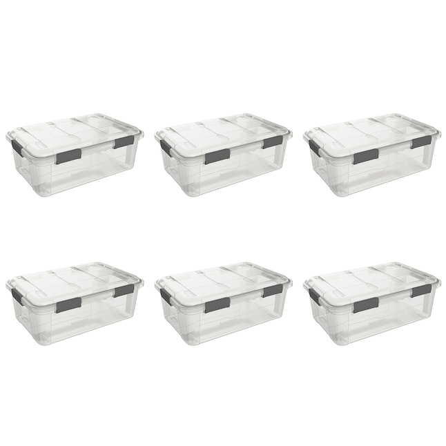 Ezy Storage 6-Pack Large 8-Gallons (32-Quart) Clear Tote with Latching ...