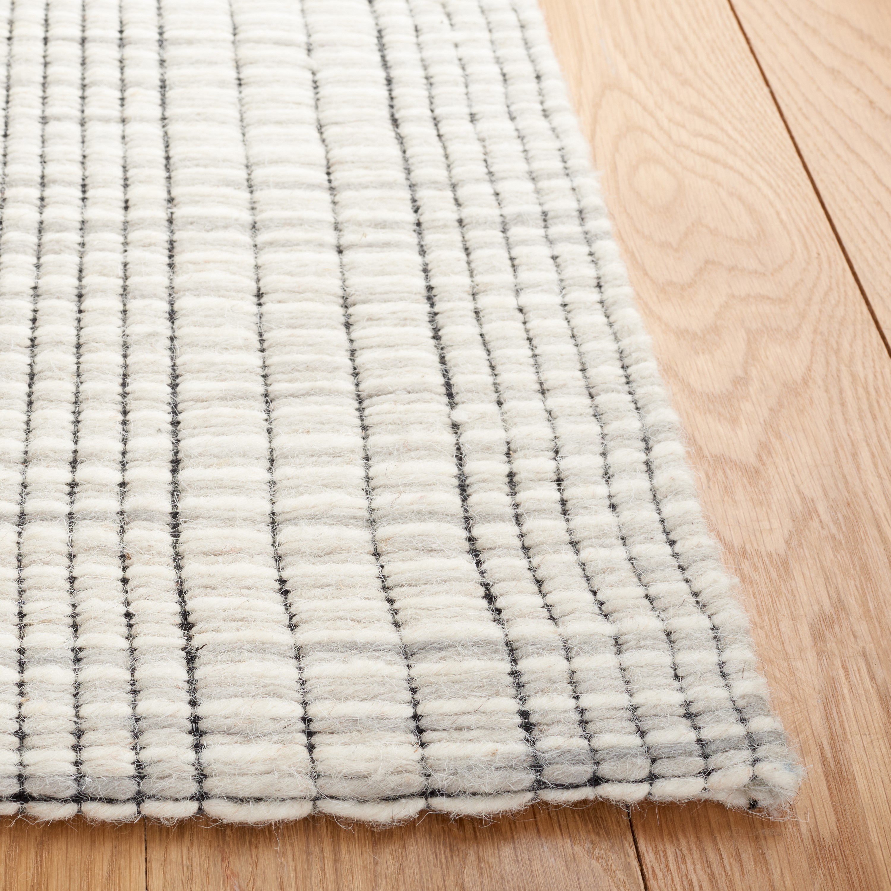 Gray and Beige Wool Stripe Flat Woven 8' x 10' Rug