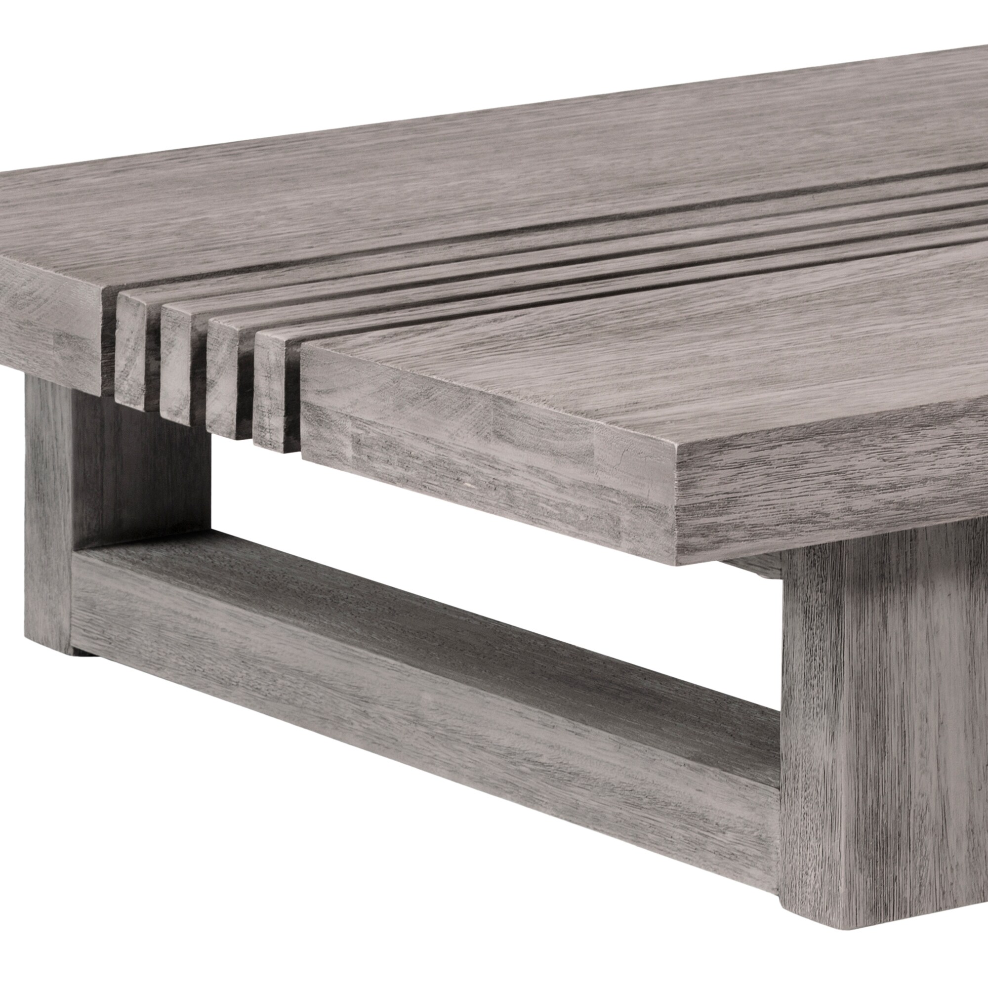 Gray Eucalyptus Wood Rectangular Outdoor Coffee Table