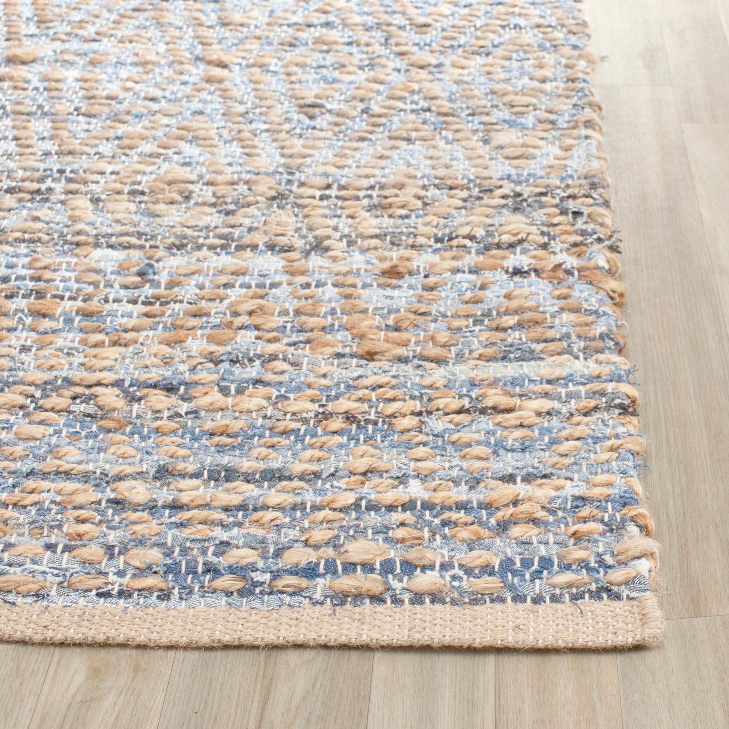 Cape Cod 3' x 5' Natural Blue Hand-Knotted Wool Rug
