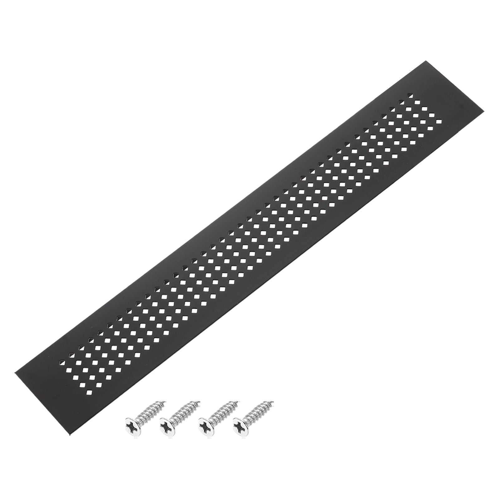 PATIKIL 24 x 2inch Door Air Vent Cover Aluminum Grille Ventilation Cover Louvered Diamond Hole with Mounting Screws for Cabinet Wardrobe Door Black
