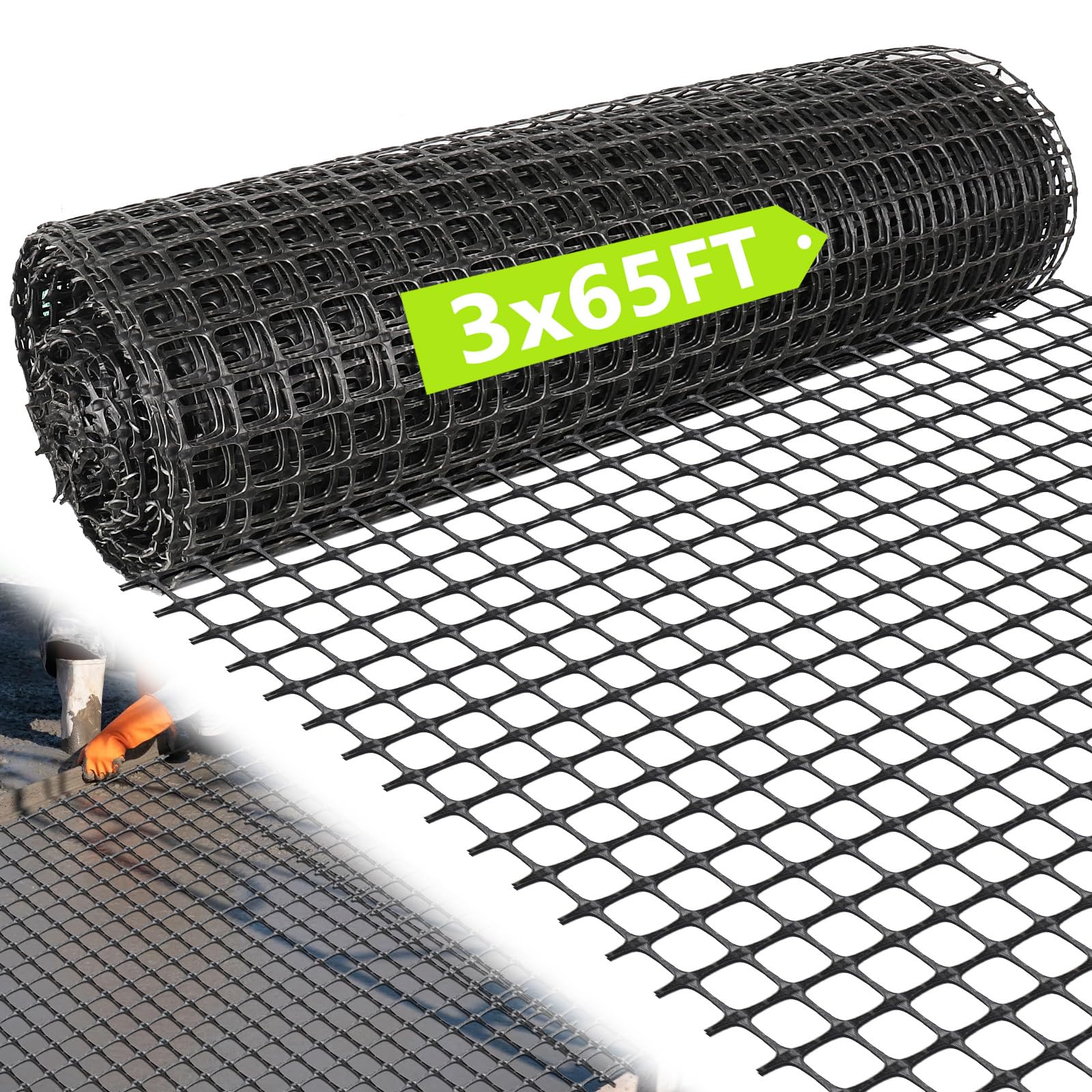 CYIKE - 3ft x 65ft Retaining Wall Geogrid Roll Bi Directional Geogrid Retaining Walls Gravel Gri...