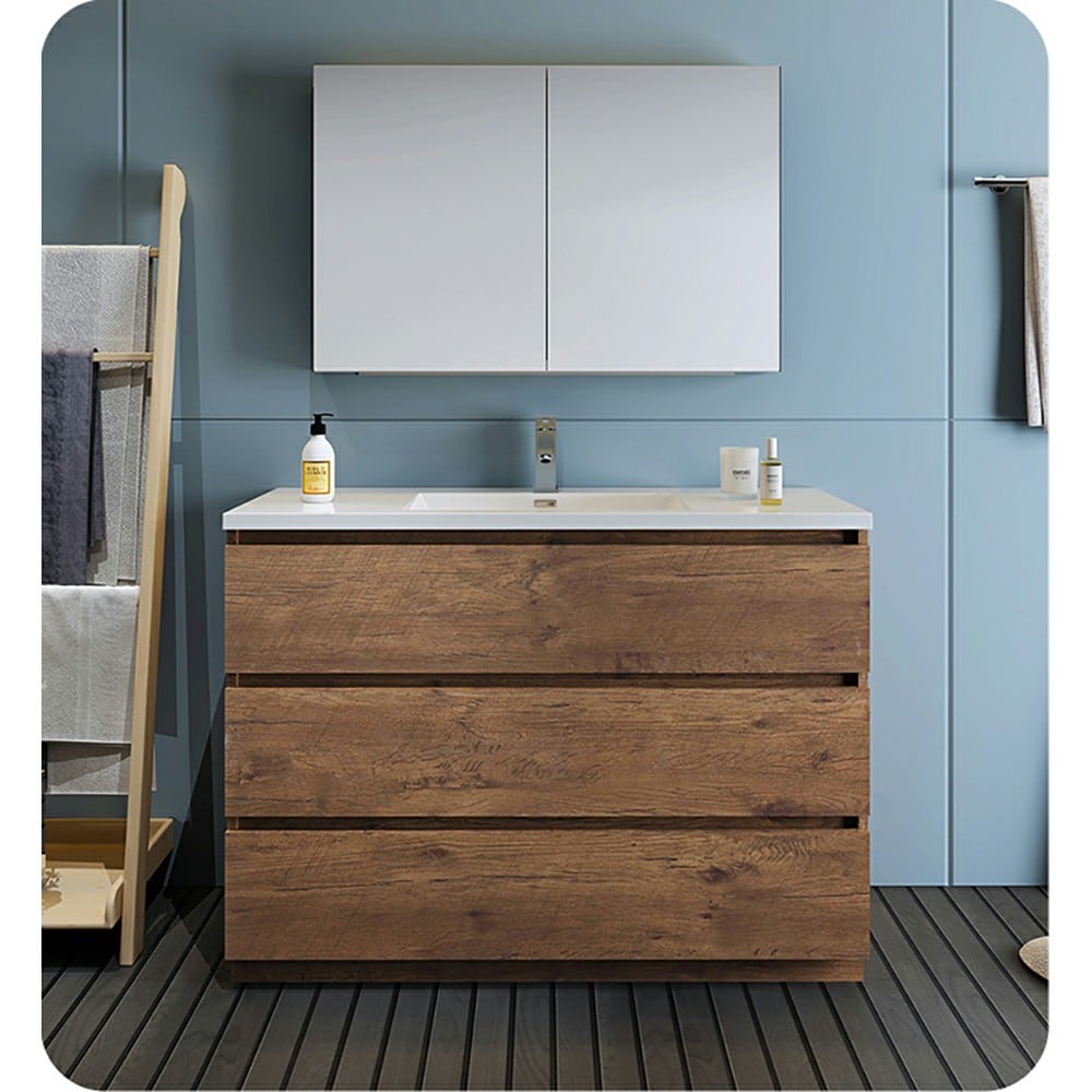 Fresca FCB9348RW-I Lazzaro 48-in Rosewood Single sink Bathroom Vanity with White Acrylic Top