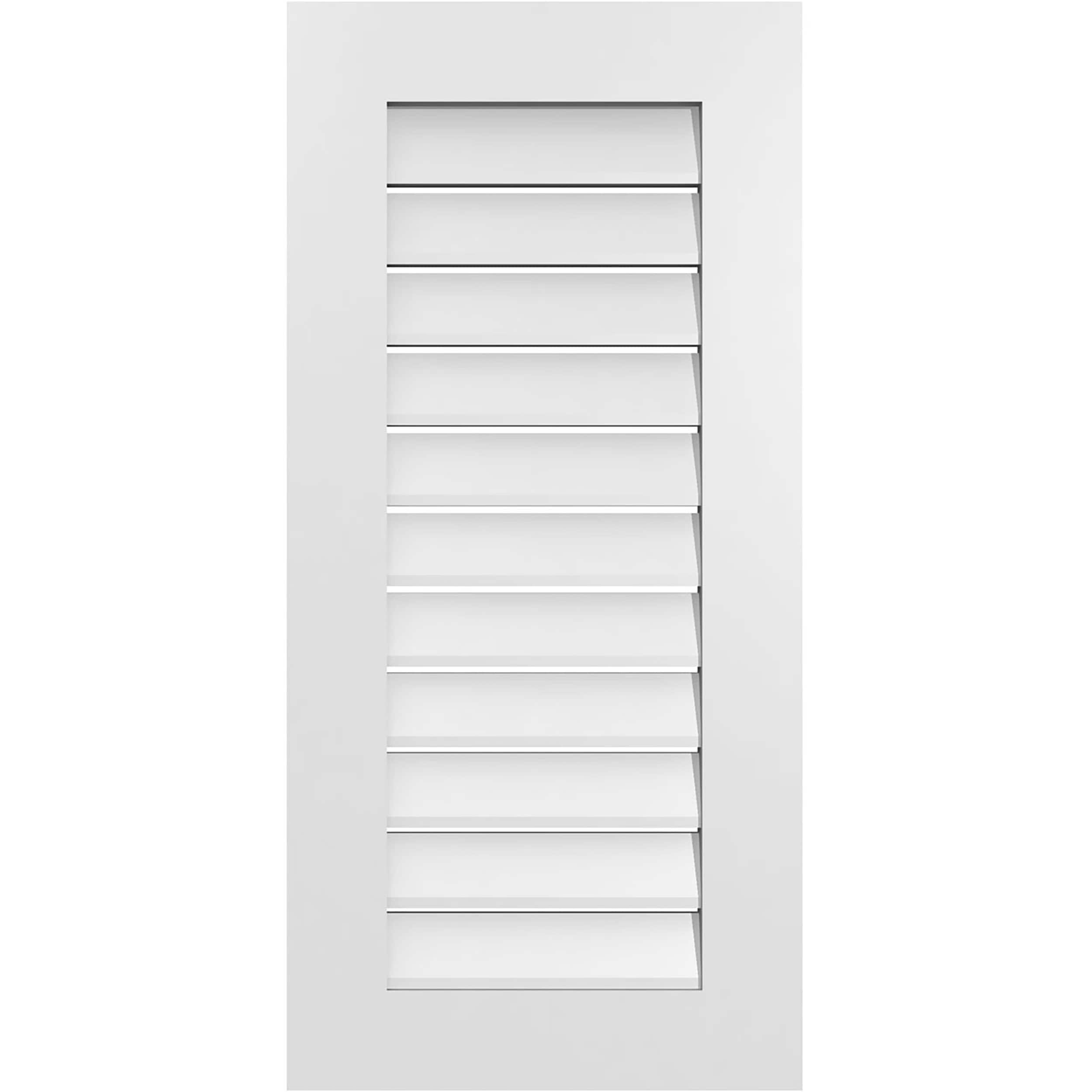 Ekena Millwork GVPVE18X3801SF 18-Inches x 38-Inches Off-white Rectangle PVC Gable Louver Vent