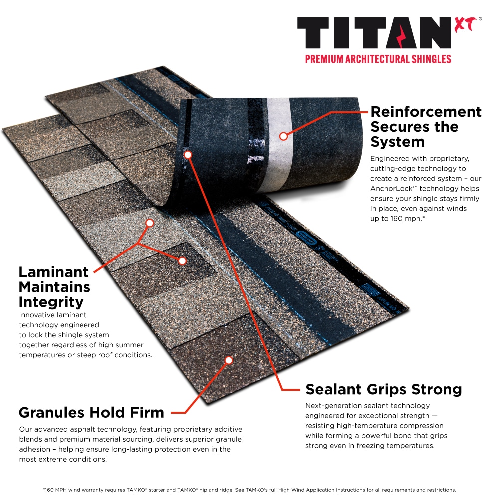 TAMKO Titan XT Thunderstorm Grey Algae Resistant Architectural