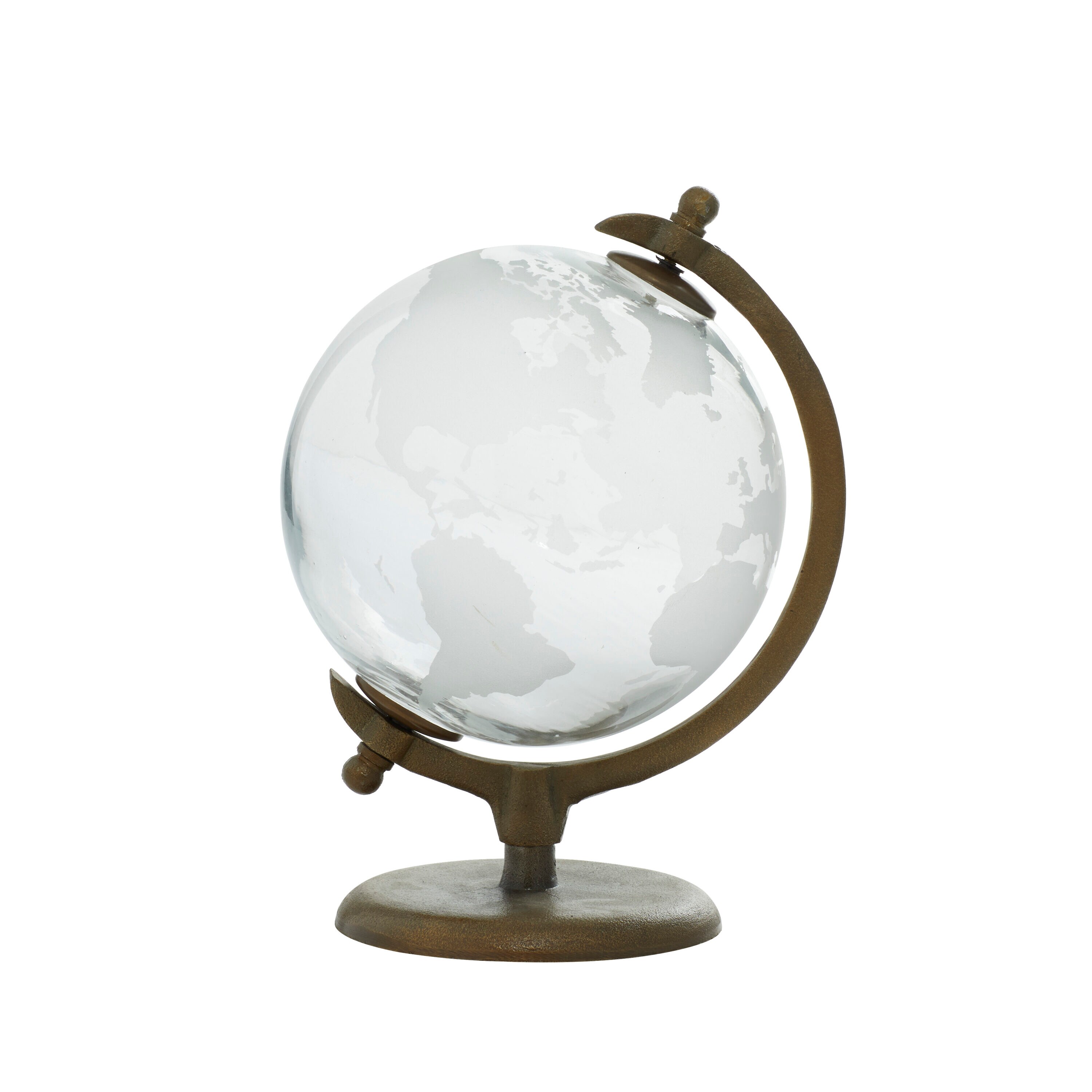 Sleek Concrete & Glass Globe with Aluminum Stand, 12" White