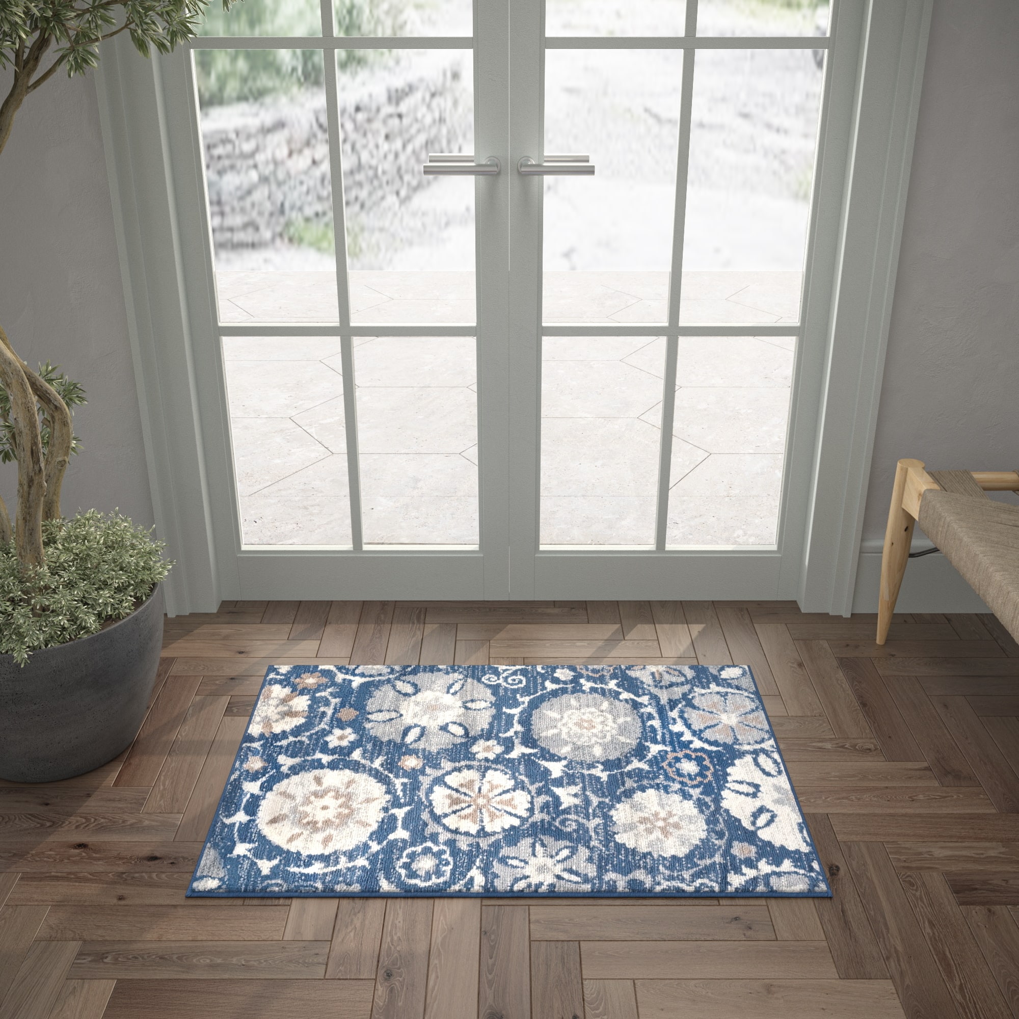 Tayse MDN3107 2X3 Madison 2 x 3 (ft) Loomed Polypropylene Blue Rectangular Indoor Throw rug