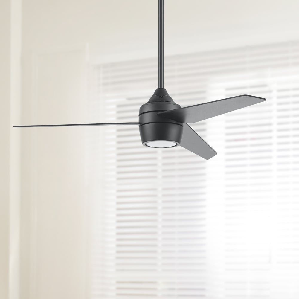 Honeywell 51906-26 Eamon 52-in Color-Changing Matte Black with Matte Black/Dark Chestnut Blades Ceiling Fan With Light - Remote Included ( 3 -Blade )