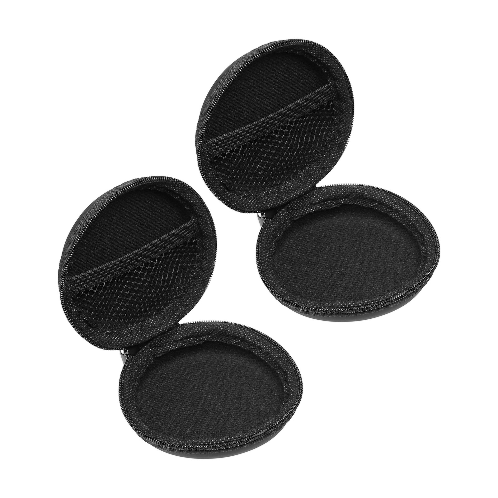 PATIKIL 3.54 Inch Diameter Electronic Organizer Case 2pcs EVA Hard Waterproof Round Travel Carrying Case with Zipper for Digital Multimeter Camera Charger Cord Earphone Black