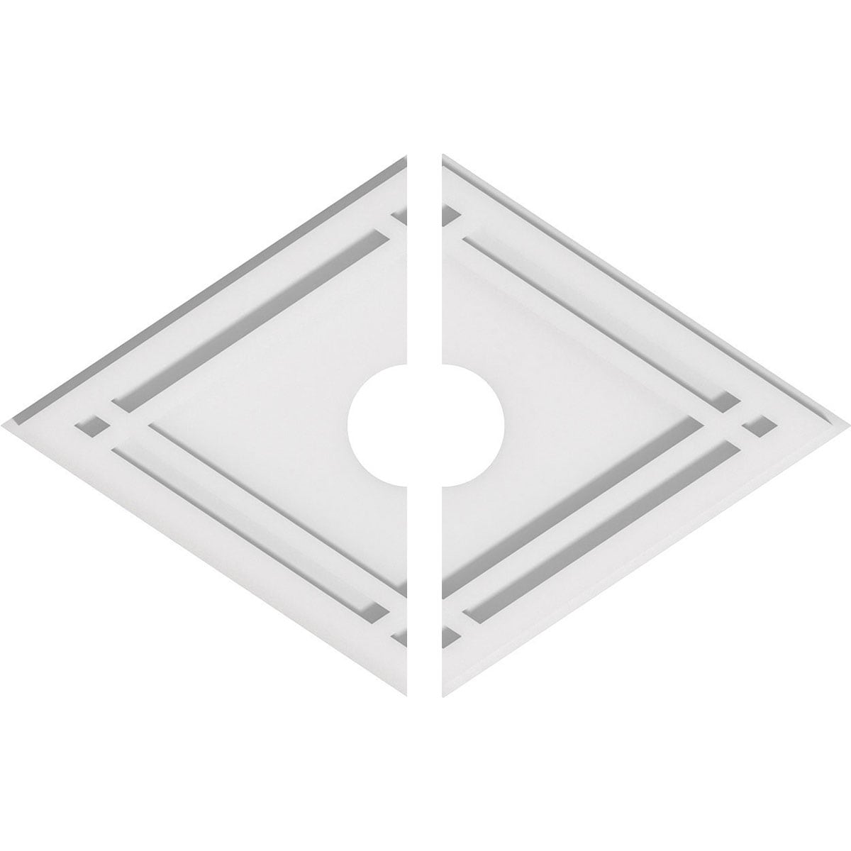 Ekena Millwork CMP20X13DD2-03000 Diamond 20-in W x 13.375-in L Contemporary White PVC Split Ceiling Medallion