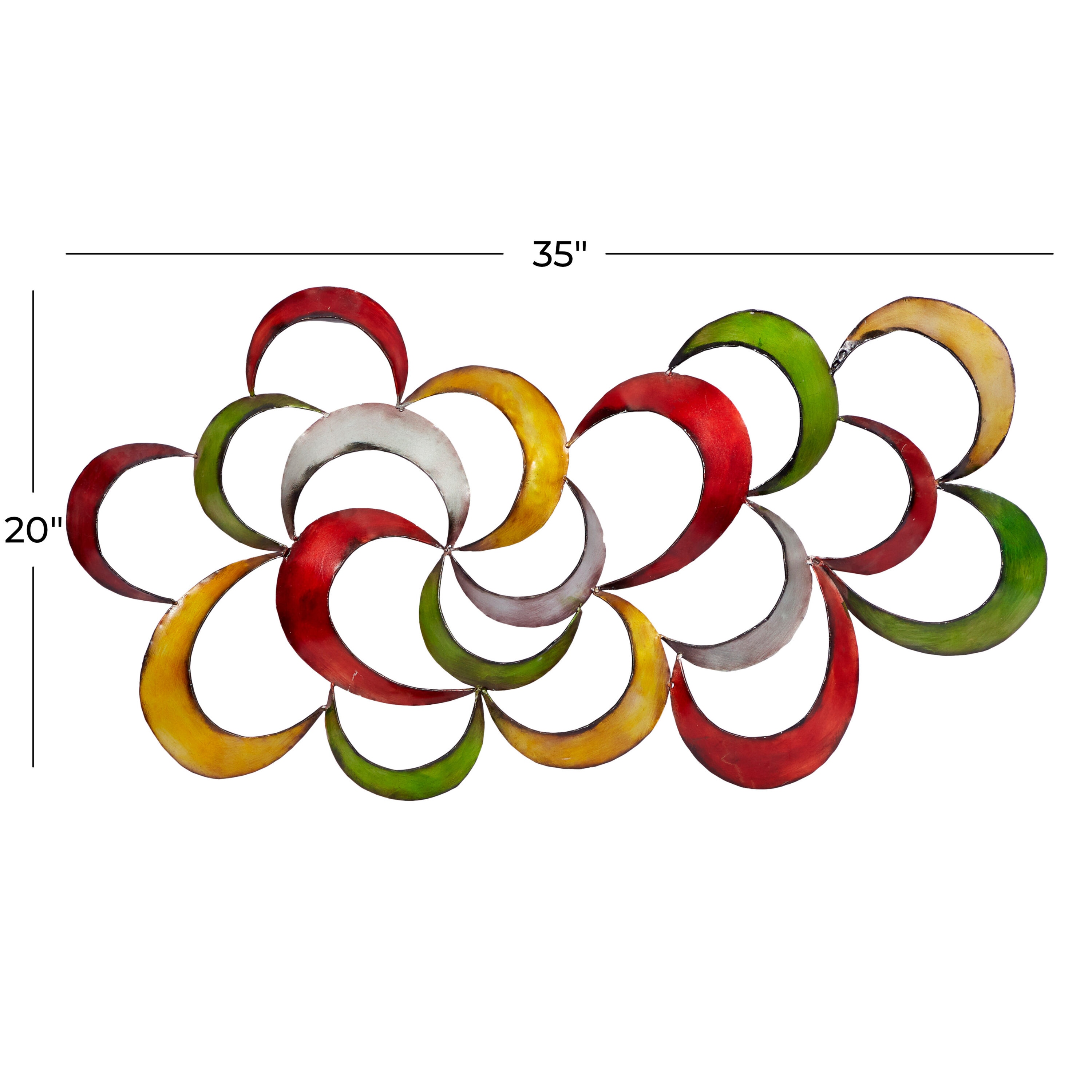 Multicolored Abstract Pinwheel Metal Wall Sculpture