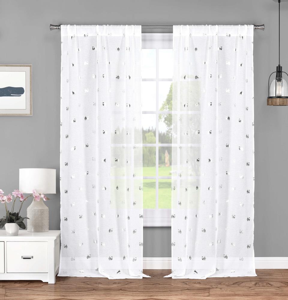 Duck River Textile WALLY 12600D=12 84-in White-silver Standard Lined Rod Pocket Curtain Panel Pair