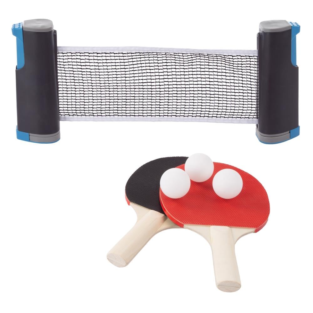 Toy Time Portable Ping Pong Set with Retractable Net, Wooden