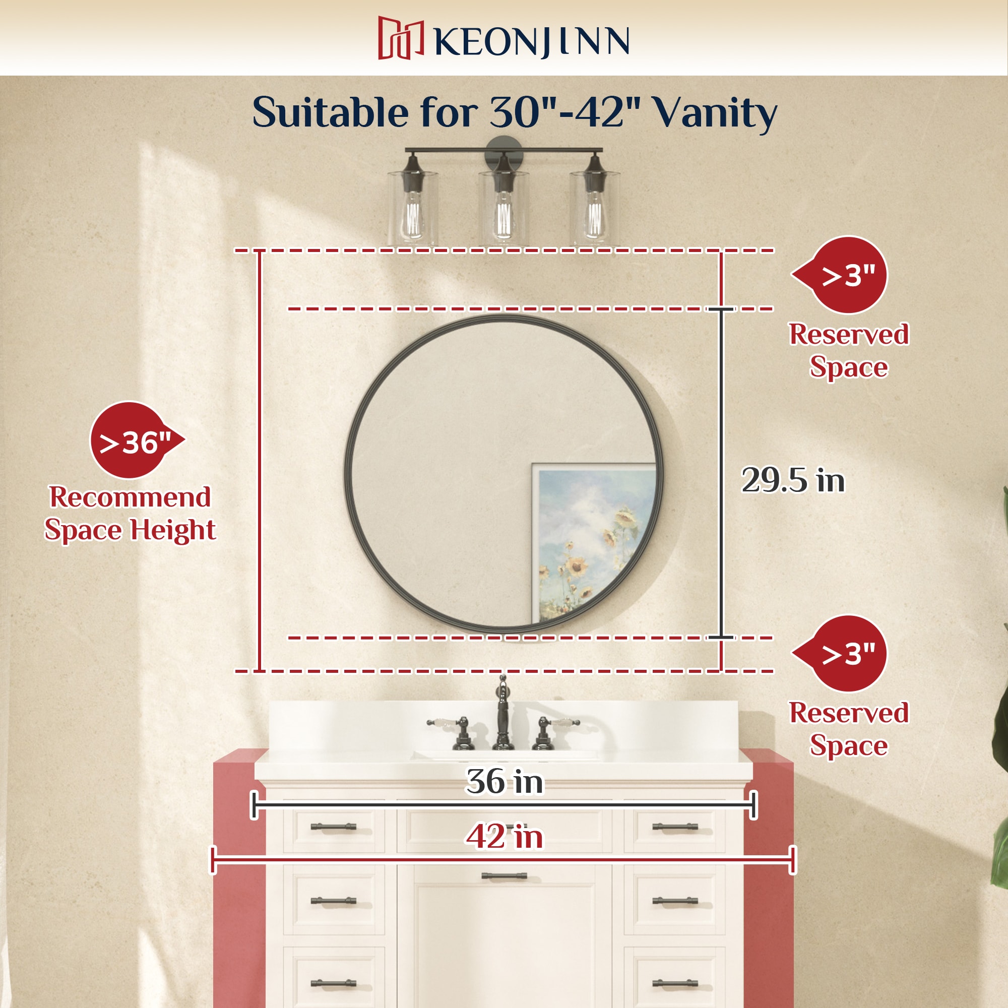 Keonjinn LW-YX18-R75BK Decor-Mirrors - View #4