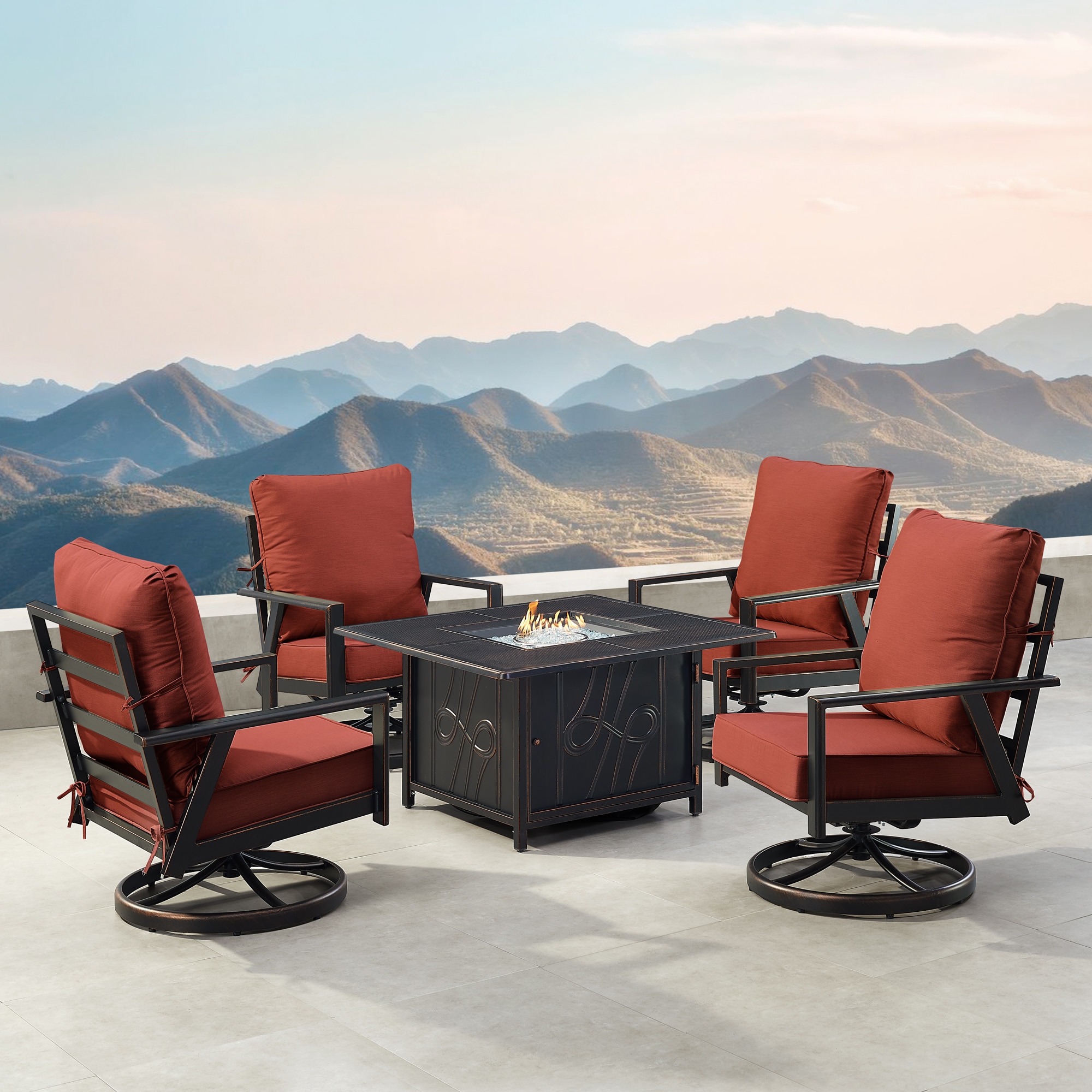 Oakland Living LUX4CHREGISRDCUA 14-Piece Patio Conversation Set with Red Cushions