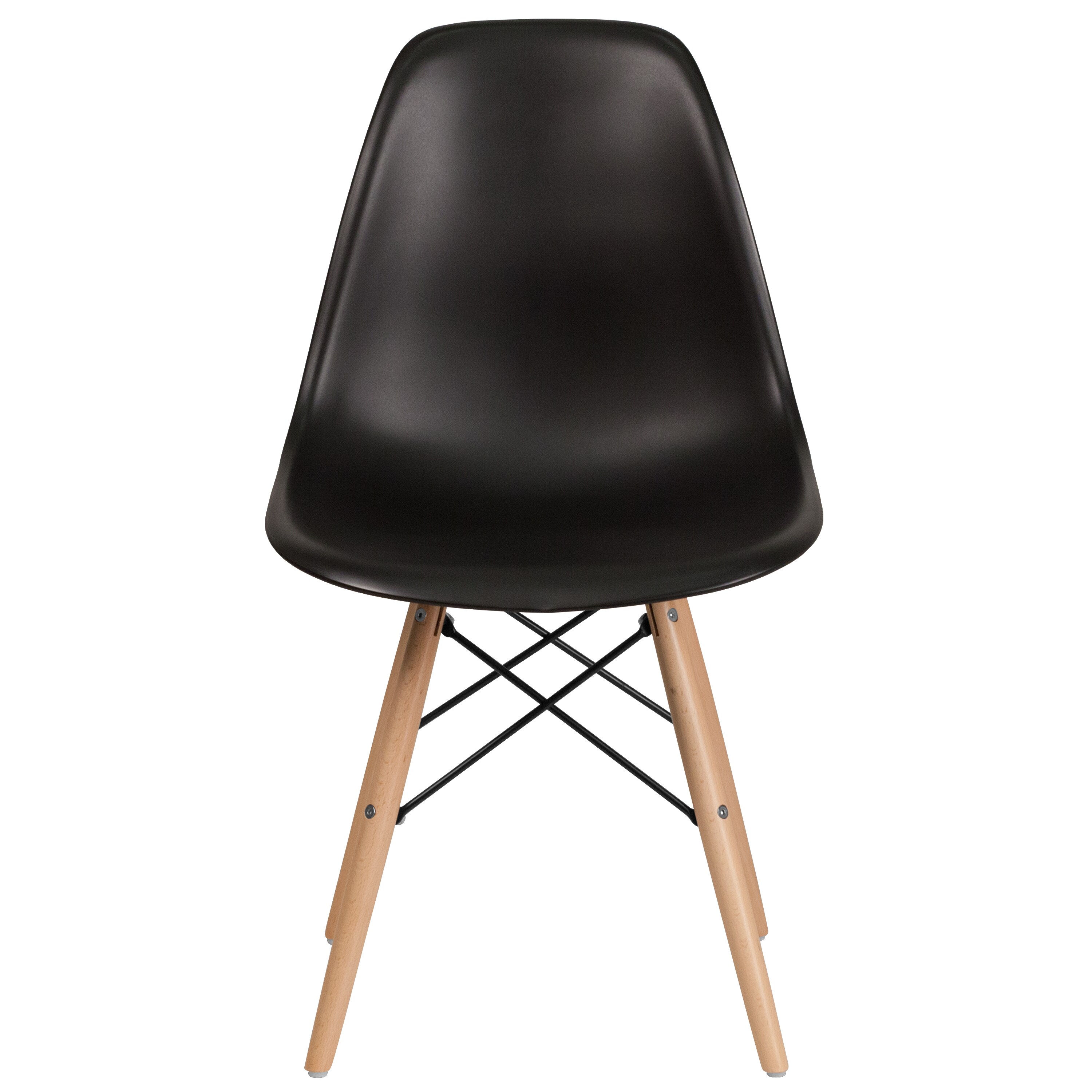 flash furniture elon series black plastic chair with wood base