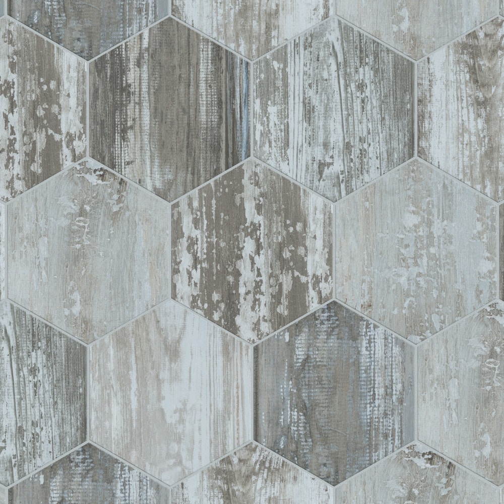 Affinity Tile FCD10SGX Suomi Hex Grey 9-in x 10-in Matte Porcelain Wood look Hexagon Standard Floor and Wall Tile ( 11.5-sq ft Carton )