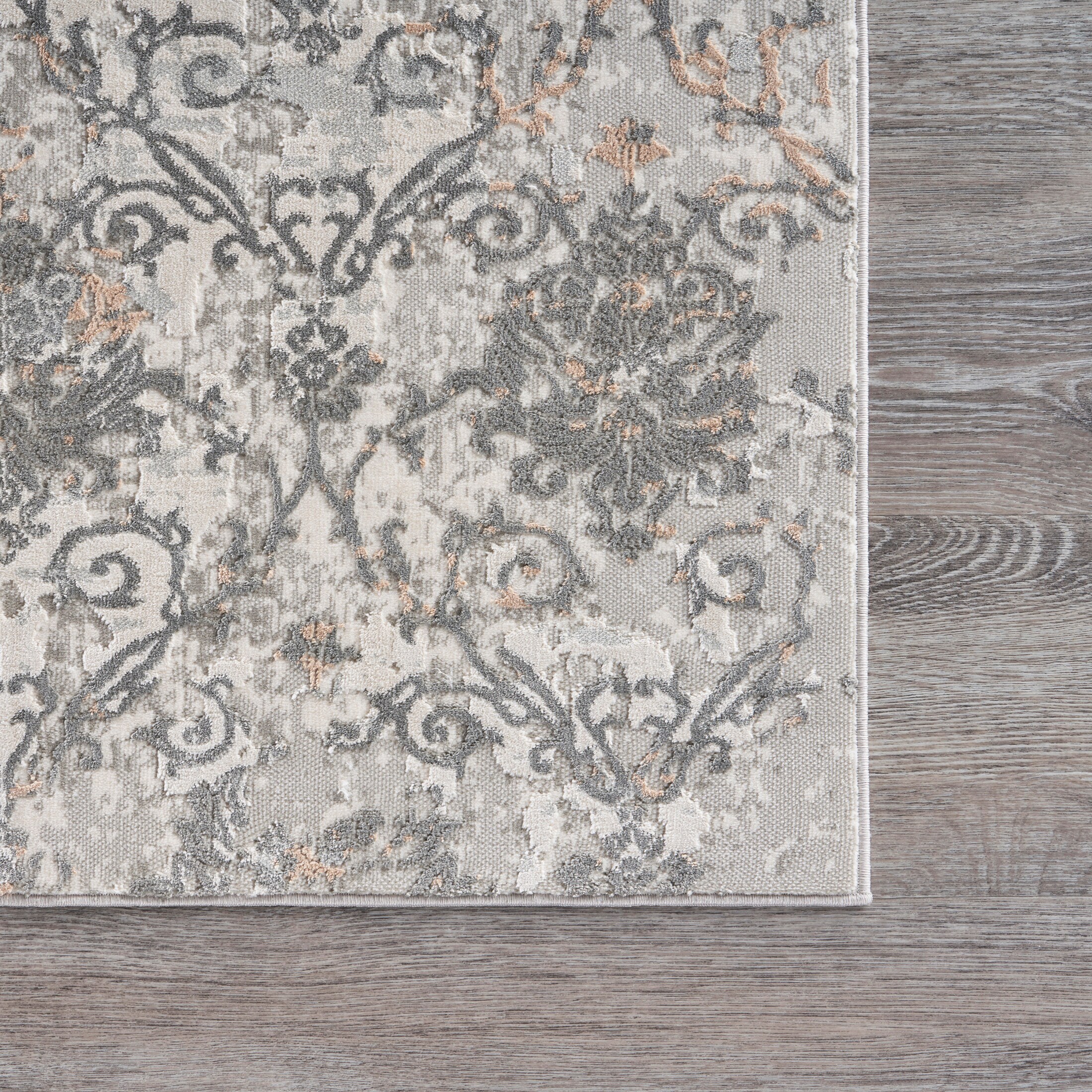 Cream and Taupe Hand-Knotted Synthetic Runner Rug, 2'2" x 7'7"