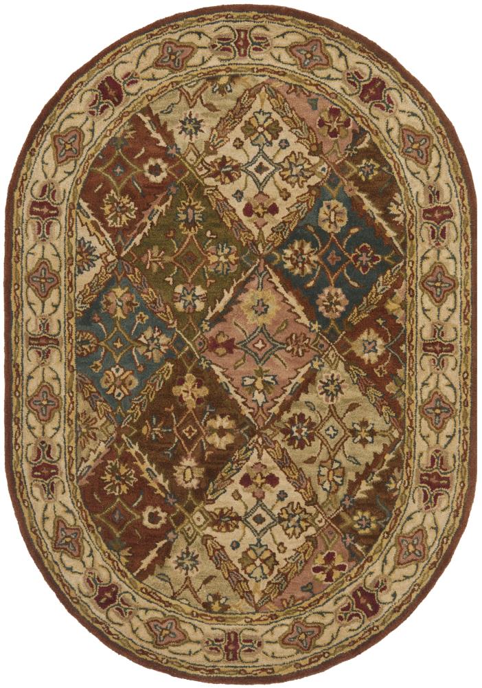 Safavieh HG316A-5OV Heritage Dehri 5 x 7 (ft) Tufted Wool Beige/Beige Oval Indoor Floral/Botanical Oriental Area rug