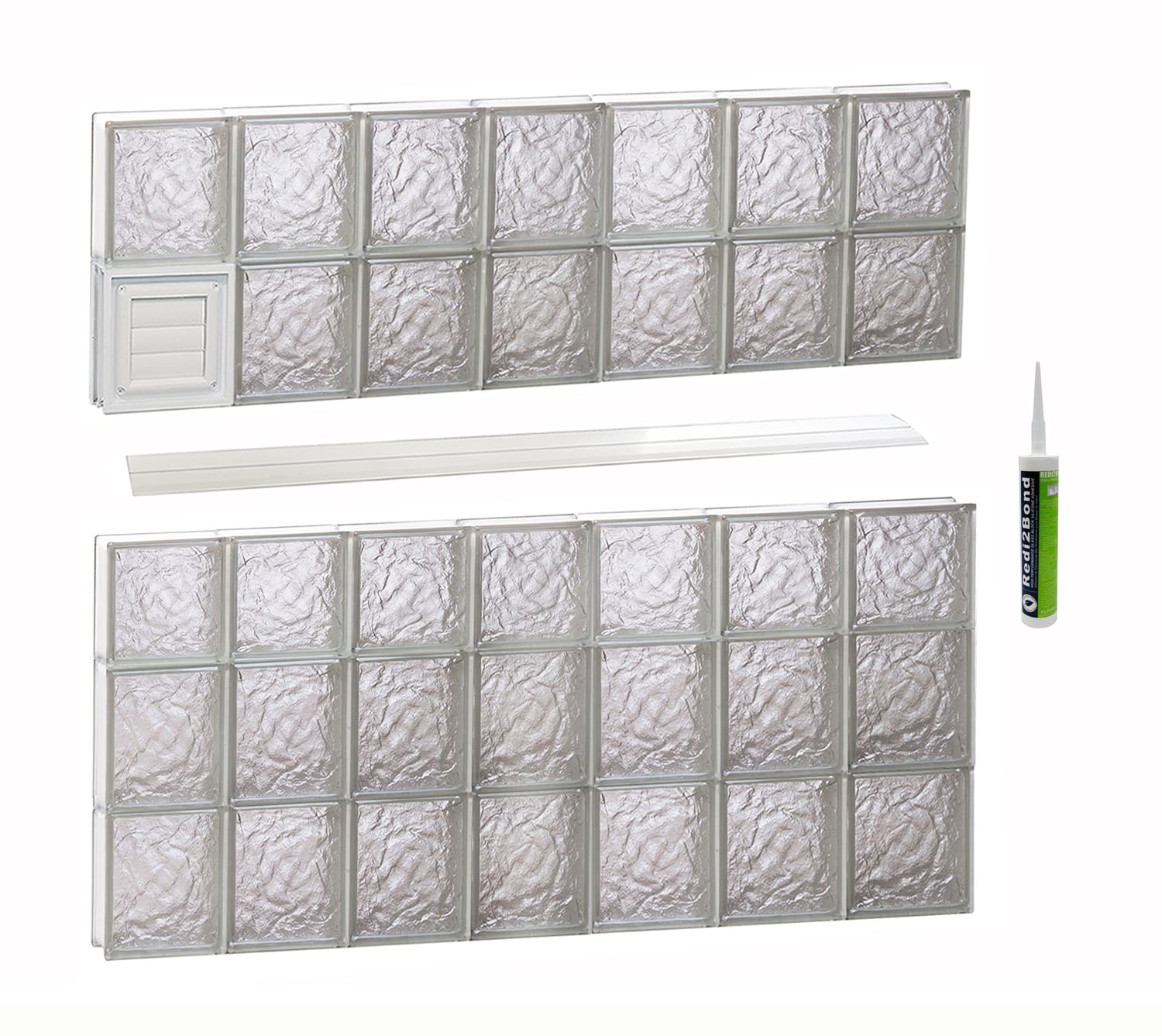 REDI2SET D4238IS Ice Glass 40-1/4-in x 36-3/4-in Frameless Replacement Dryer vent Glass Block Window