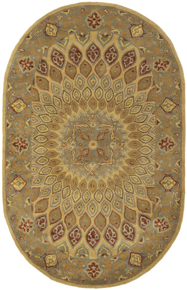 Safavieh HG914A-5OV Heritage Chador 5 x 7 (ft) Tufted Wool Light Brown/Gray Oval Indoor Floral/Botanical Oriental Area rug
