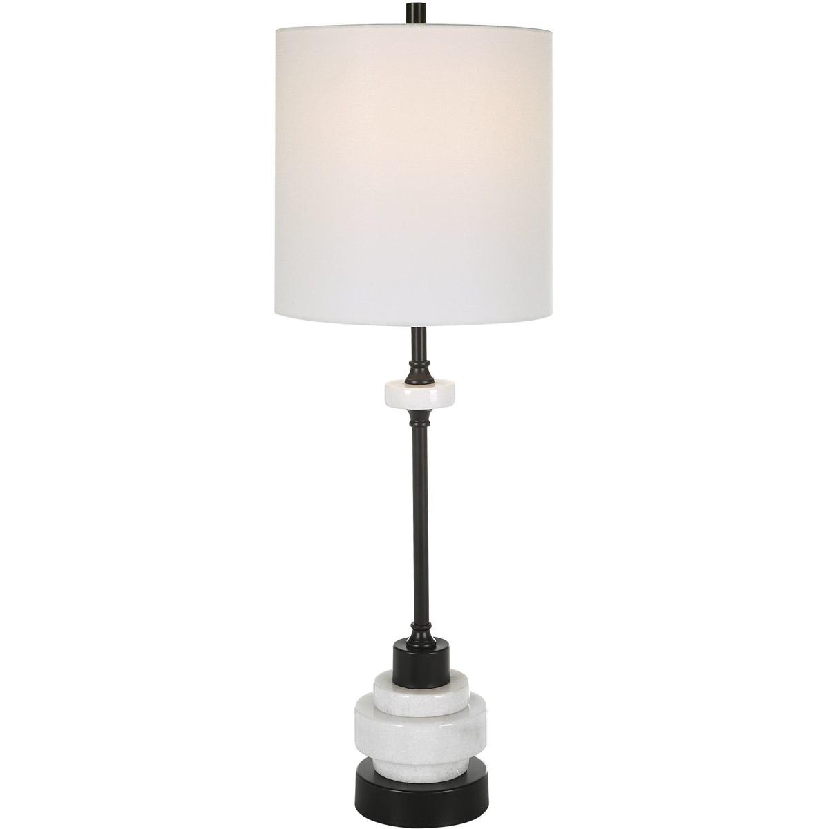 Uttermost 2537446 30186-1 Alliance Table Lamp White Marble and Satin Black