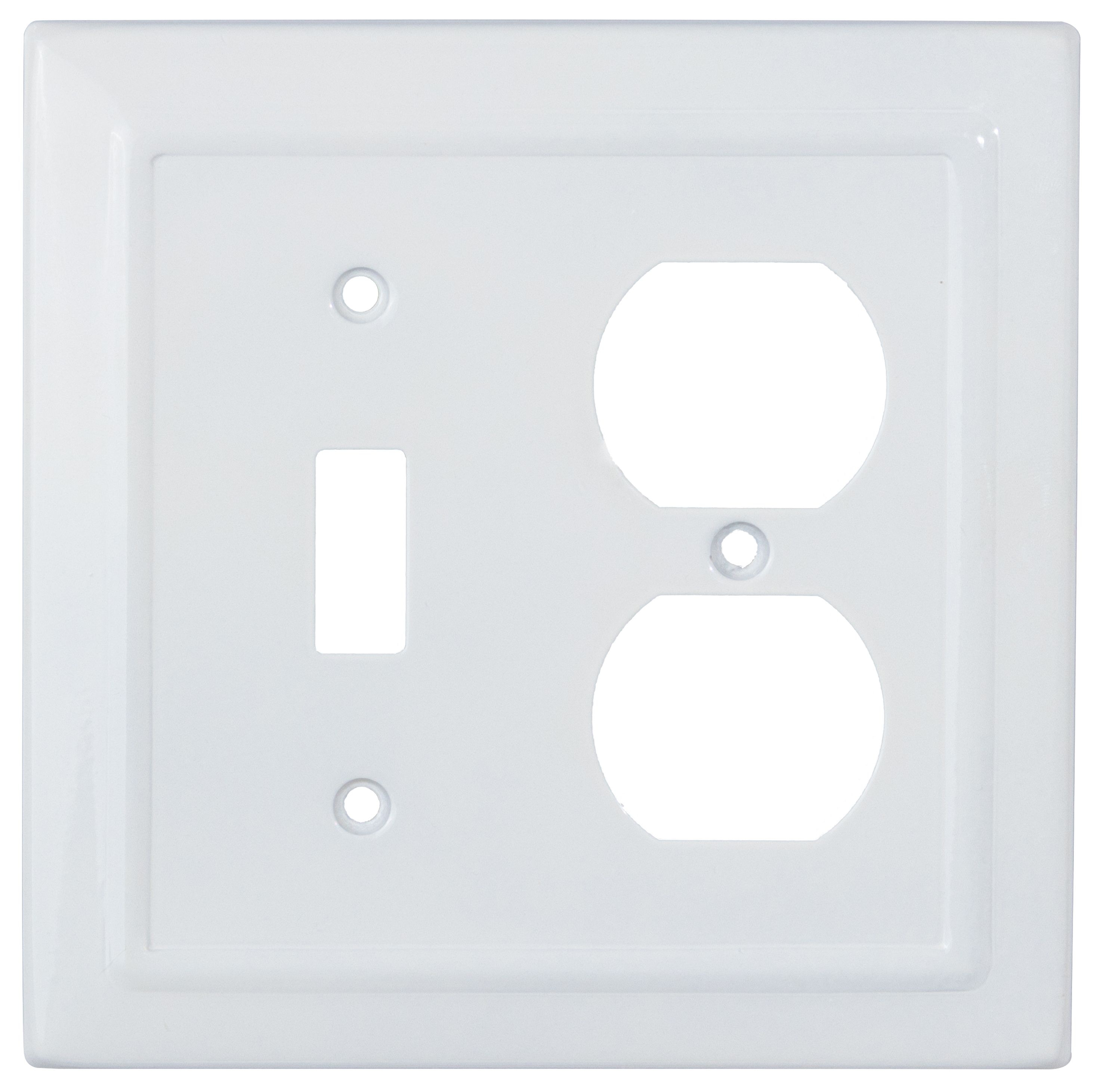 Monarch Abode 19061 Architectural 2 -Gang Standard Size Classic White Metal Indoor Toggle/Duplex Wall Plate