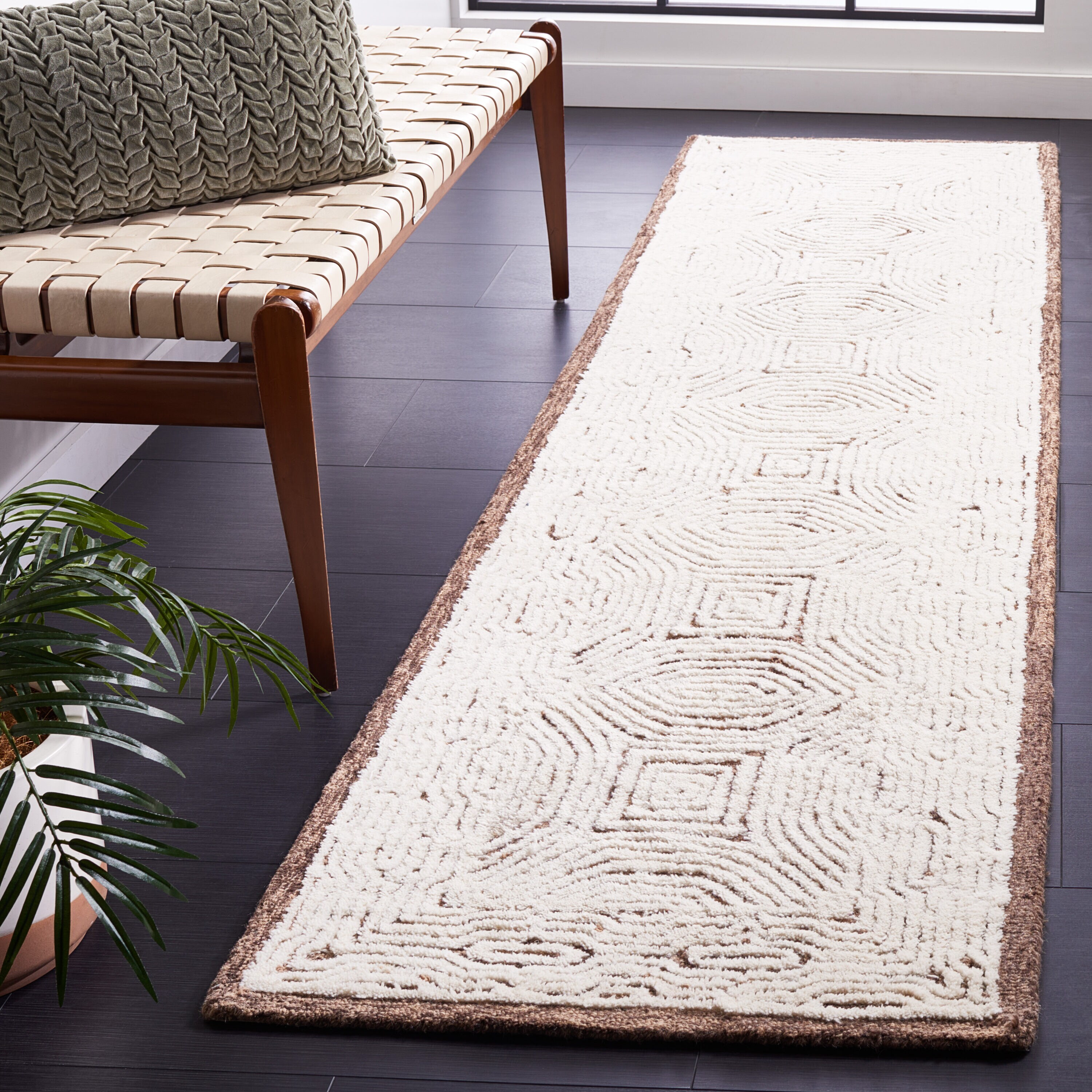  Abstract 575 Beige/Ivory Contemporary 2ft-3in x 9ft Runner Rug
