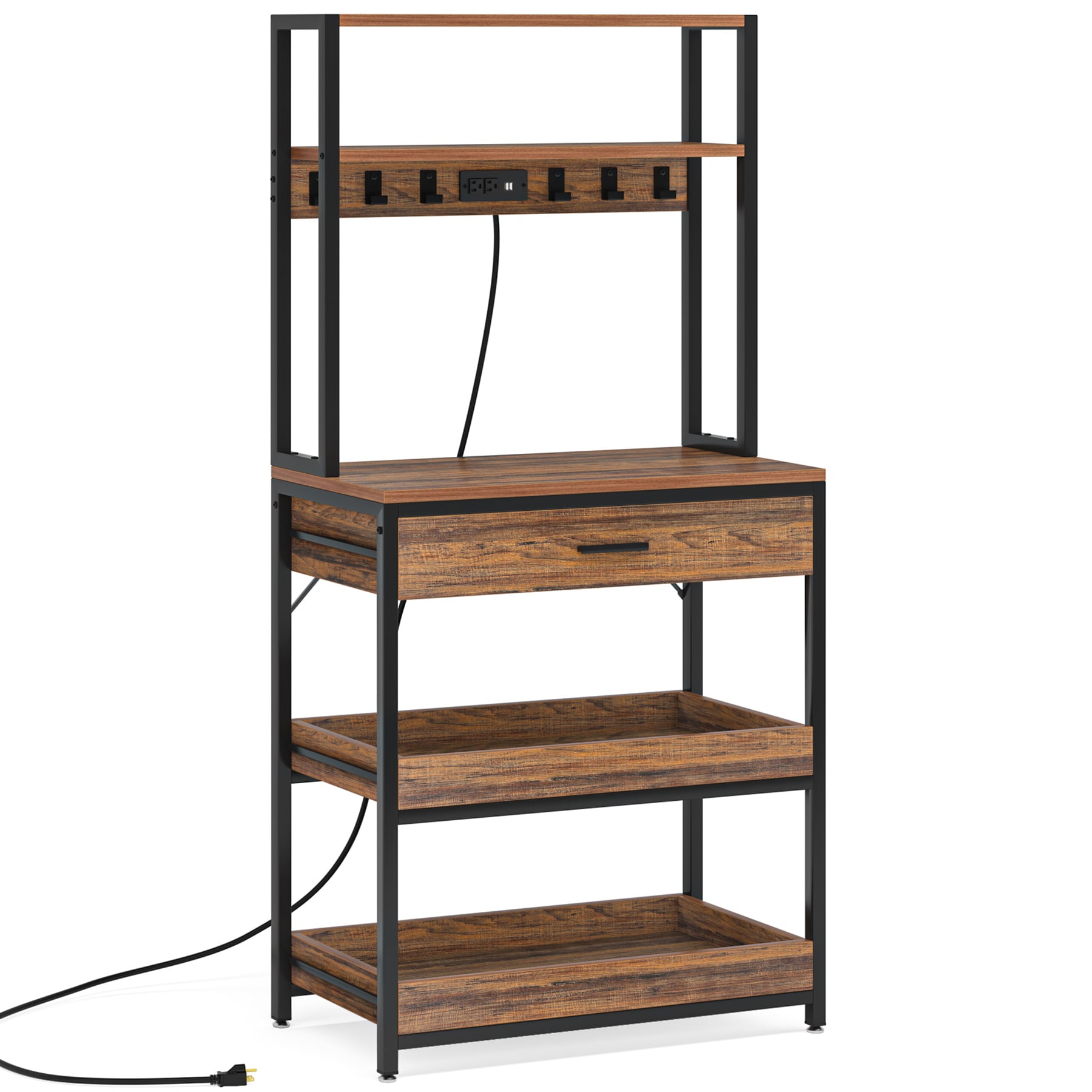 Tribesigns HOGA-JW0187 Contemporary/Modern Rustic Brown Metal Bakers rack