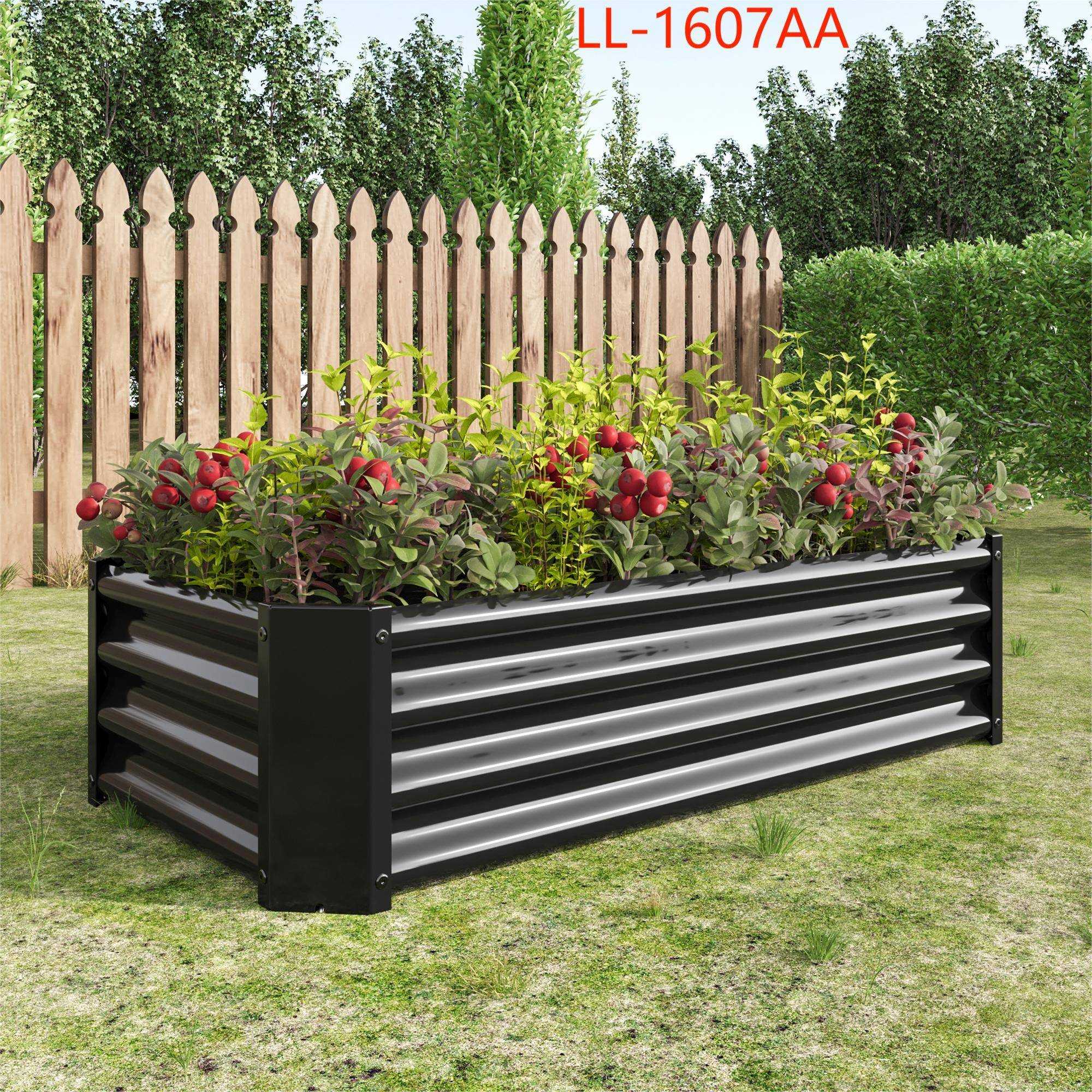 Yiekholo LL-1607AA 24-in W x 47.24-in L x 11.81-in H Black Metal Raised Garden Bed