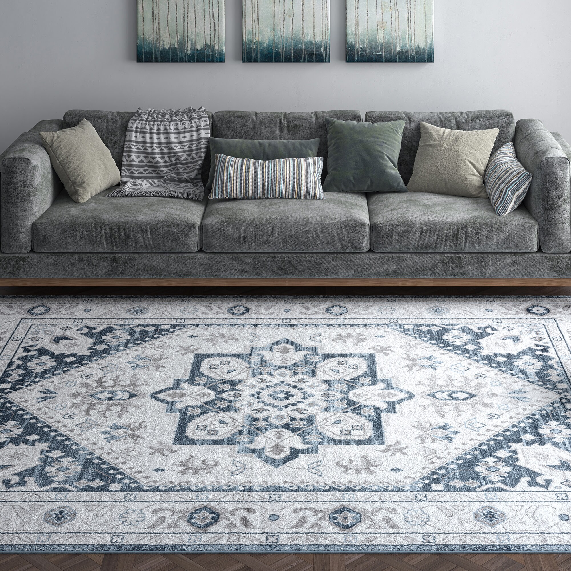 Tayse NEX2202 9X12 9 x 12 (ft) Loomed Polypropylene White Rectangular Indoor Area rug