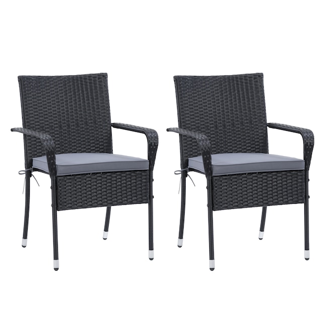 Corliving Parksville Set Of 2 Wicker, Wicker Stacking Chairs Black