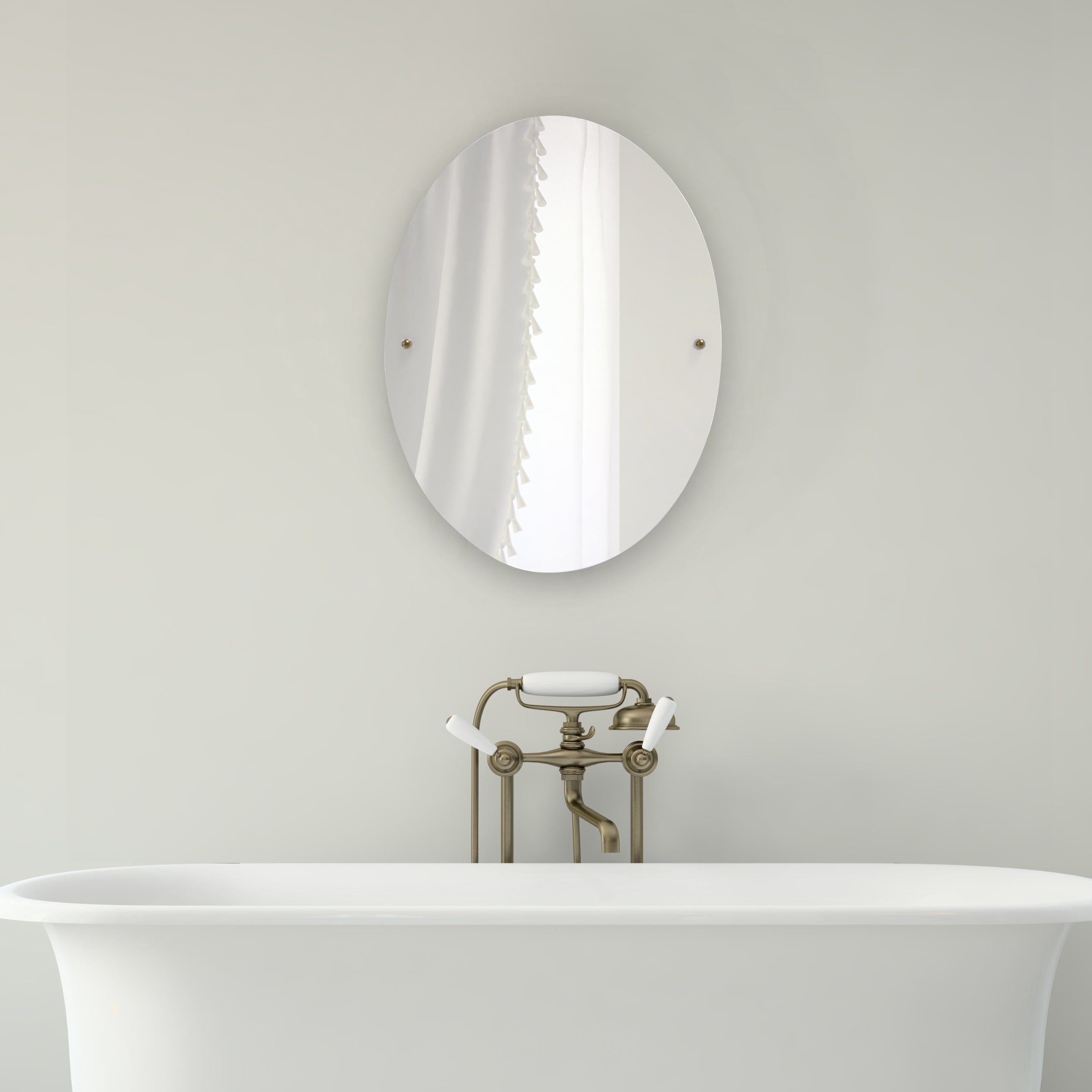 Allied Brass Waverly Place 21-in W x 28-in H Antique Brass Oval Frameless  Bathroom Vanity Mirror in the Bathroom Mirrors department at