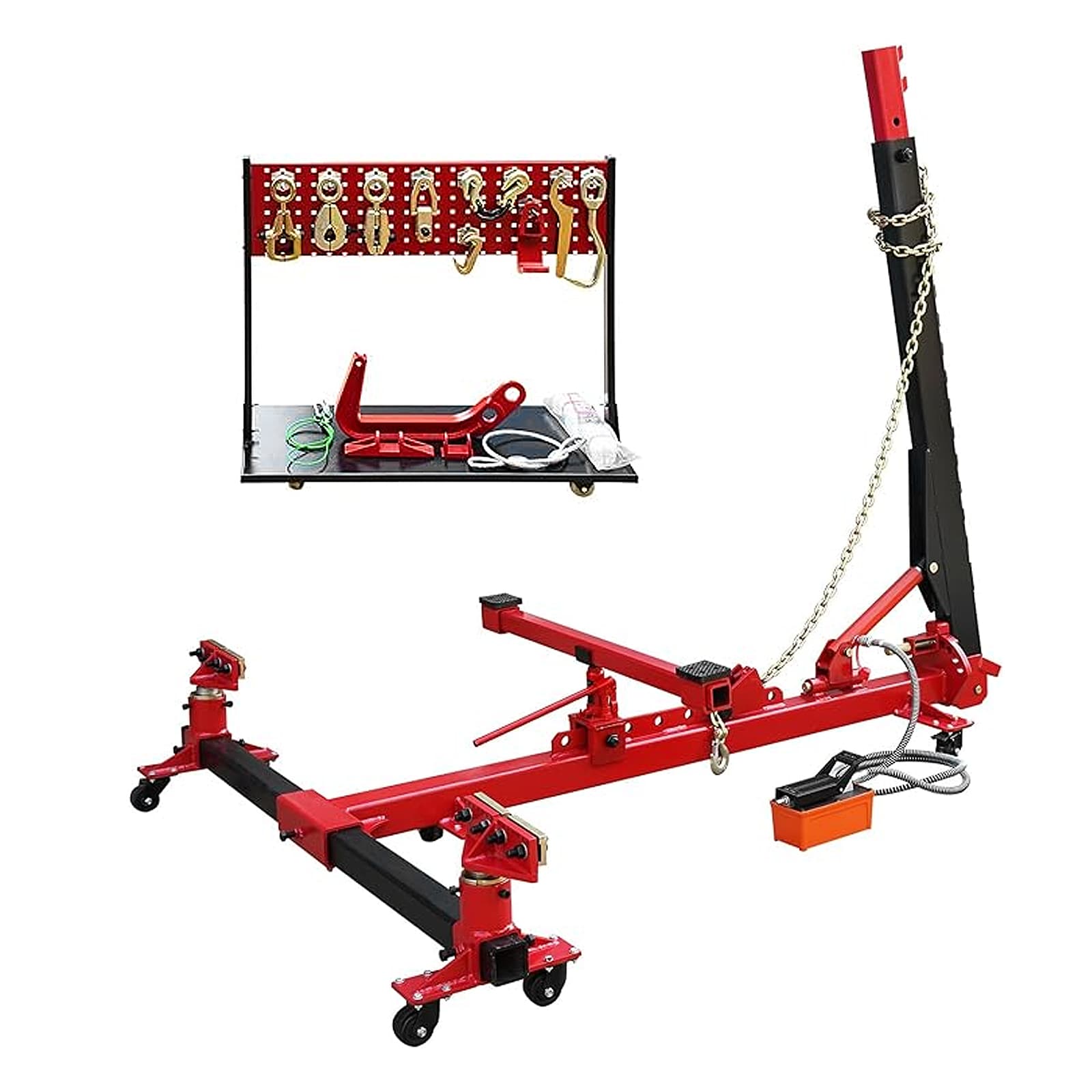 SVOPES Auto Chassis Rectifier - 6 Ton Force - with Rotating Base. Hydraulic Pedal Pump and Tug Clamp - Ideal for Vehicle Chassis Renewal #SVOPESQCJSQ1006092V0