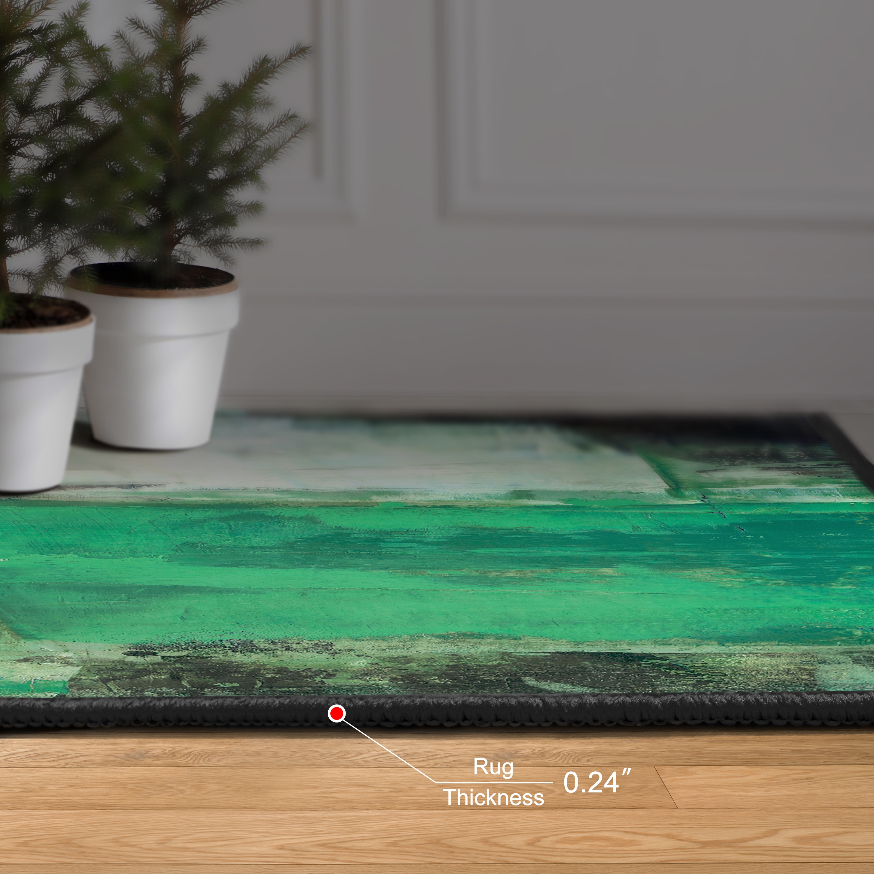 Verdure Black and Green Abstract Washable 8' x 10' Area Rug