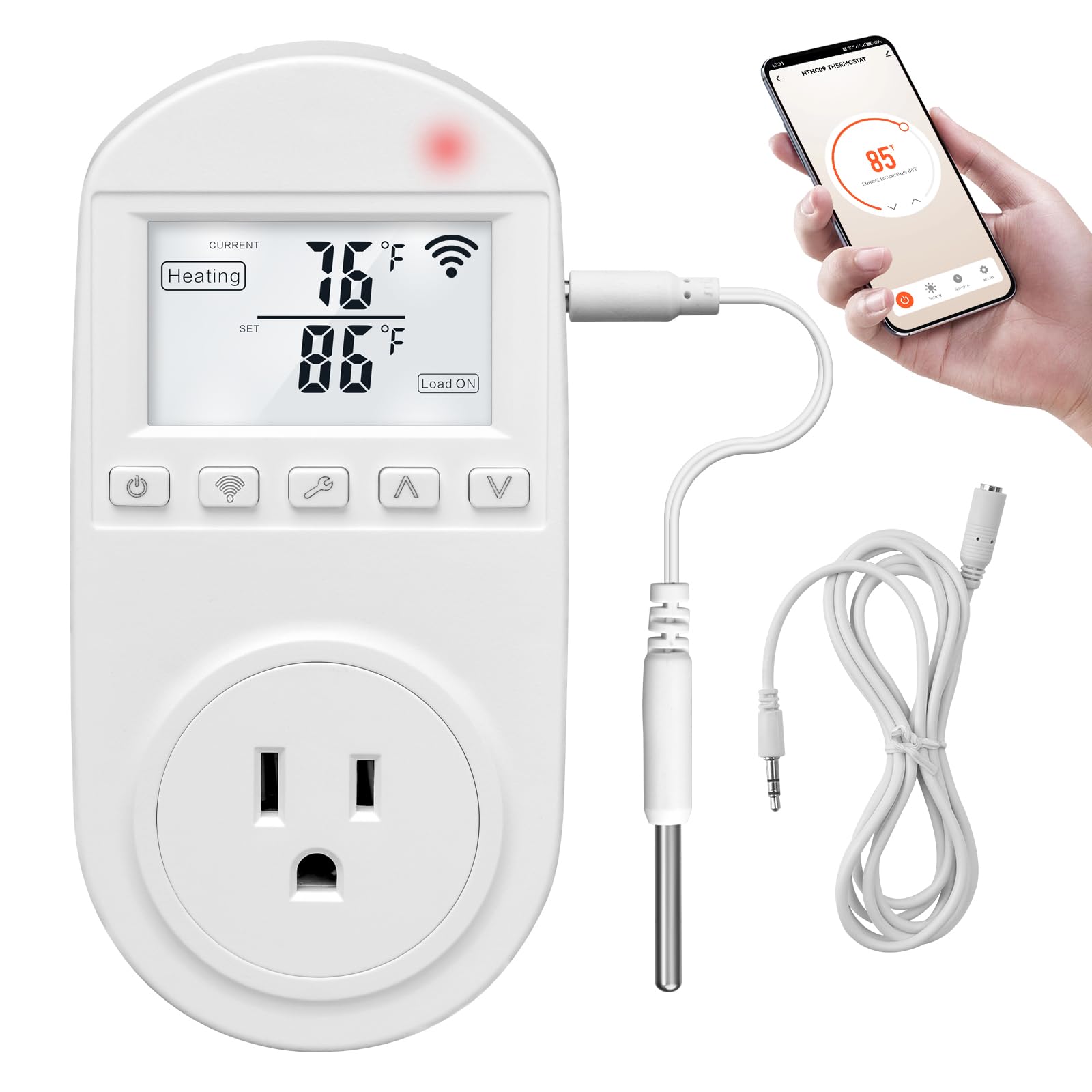 Adrinfly  Smart WiFi Temperature Control Outlet Compatible with Alexa Google Assistant for Home Greenhouse Reptile Enclosure 110V 16A