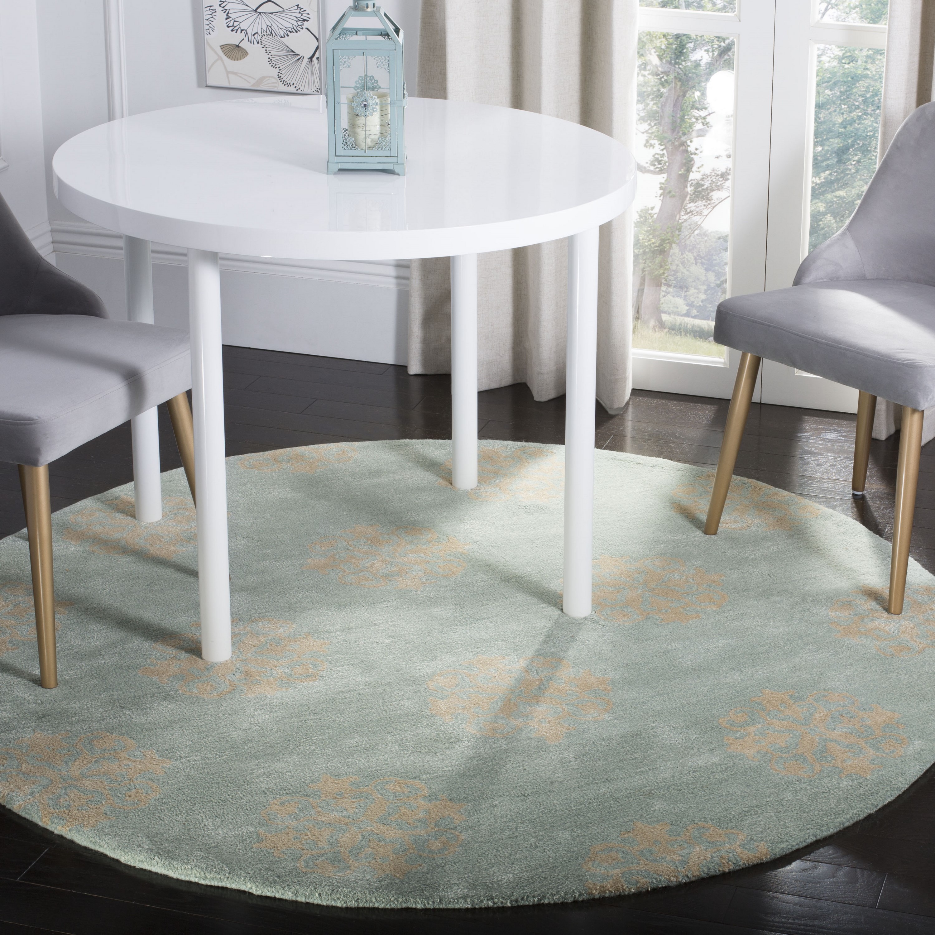 Safavieh SOH424A-8R Soho Thomas 8 x 8 (ft) Tufted Wool Turquoise/Beige Round Indoor Abstract Area rug